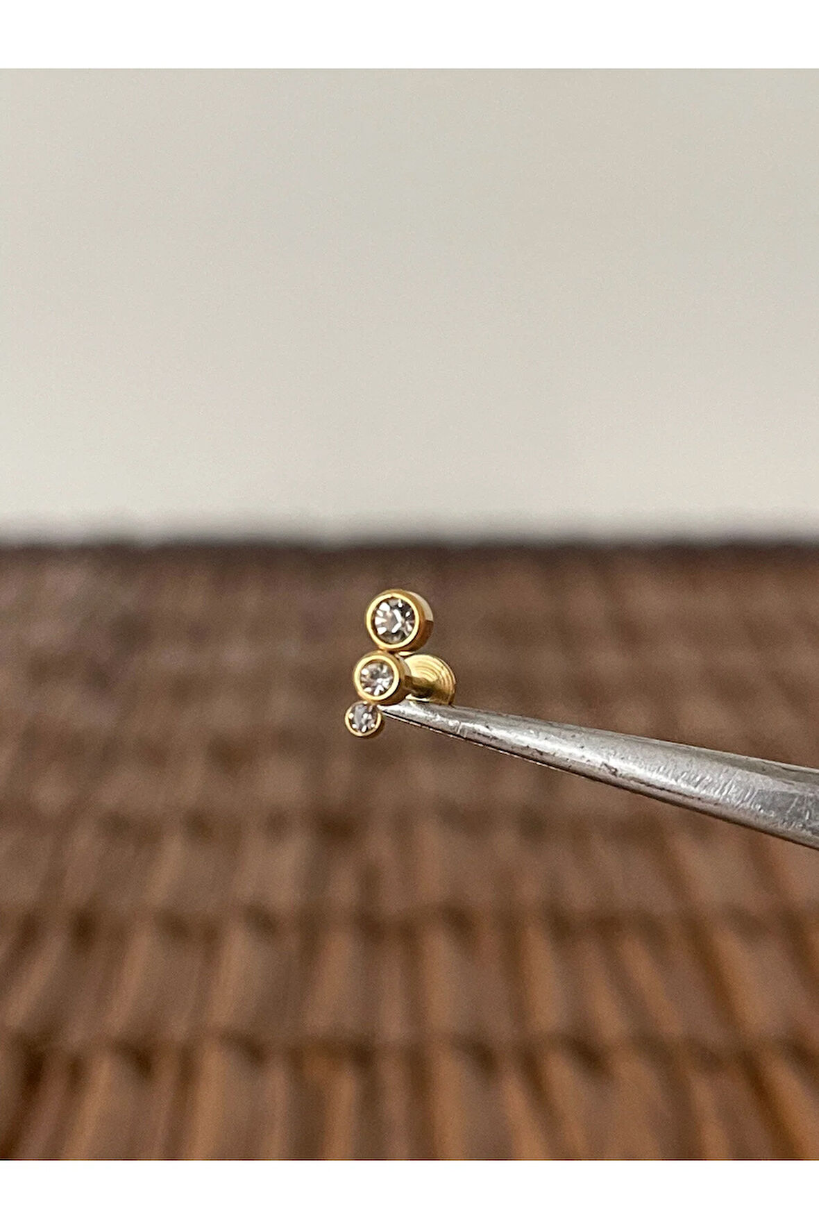 316 L Cerrahi Çelik 3 Taş Dudak Helix Tragus Kıkırdak Piercingi