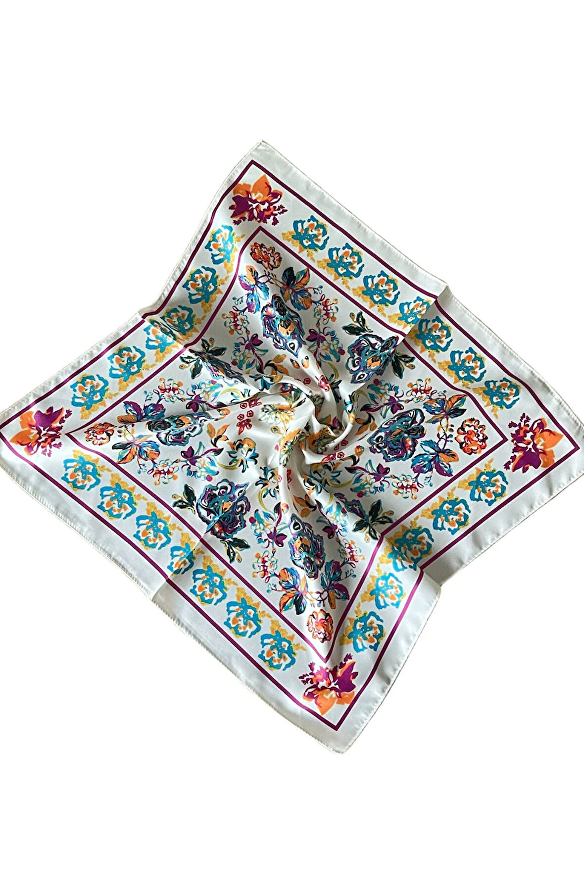 Saten Bandana Saten Fular Saten Çanta Aksesuarı Özel Desen Bandana 45X50 Cm