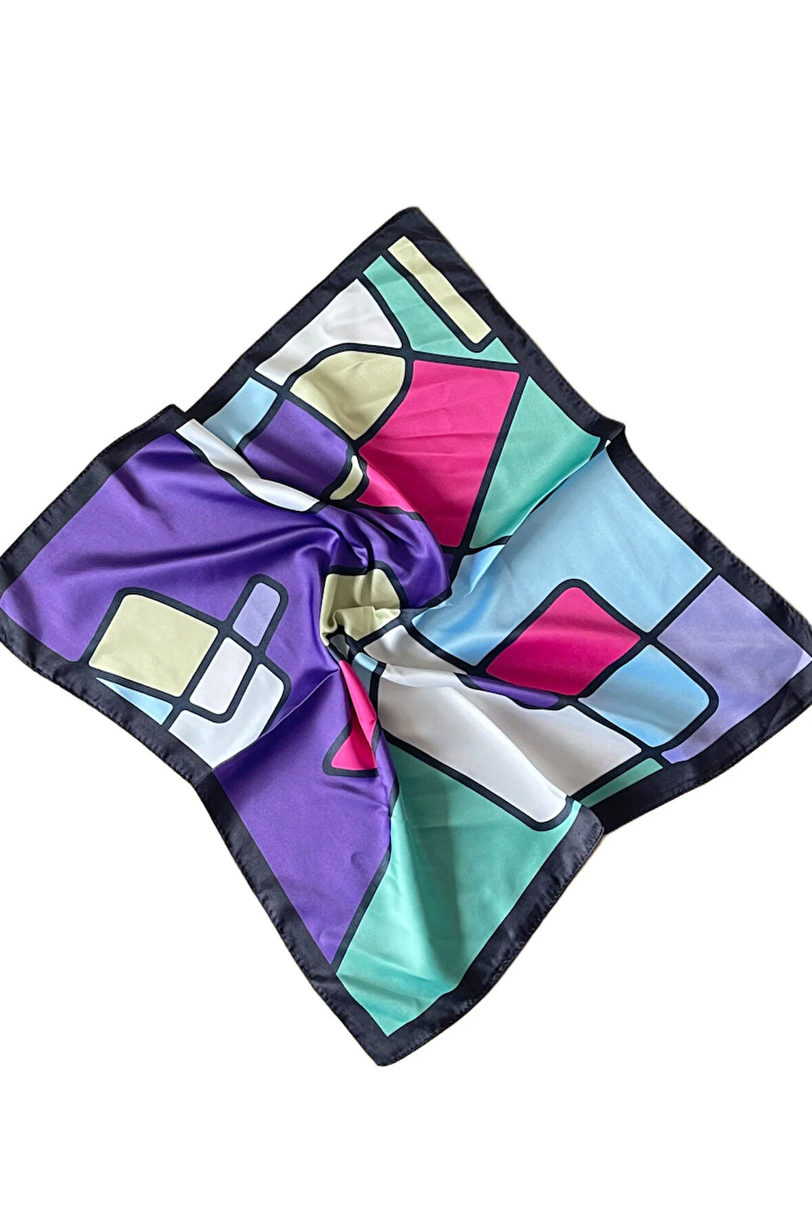 Saten Bandana Saten Fular Saten Çanta Aksesuarı Özel Desen Bandana 45X50 Cm