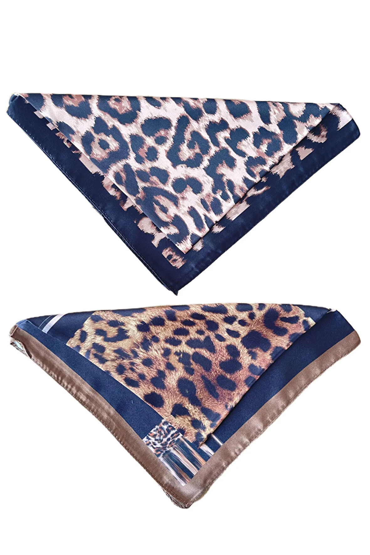 2 Li Saten Bandana Seti Saten Fular Saten Çanta Aksesuarı Özel Desen Bandana 45X50 Cm