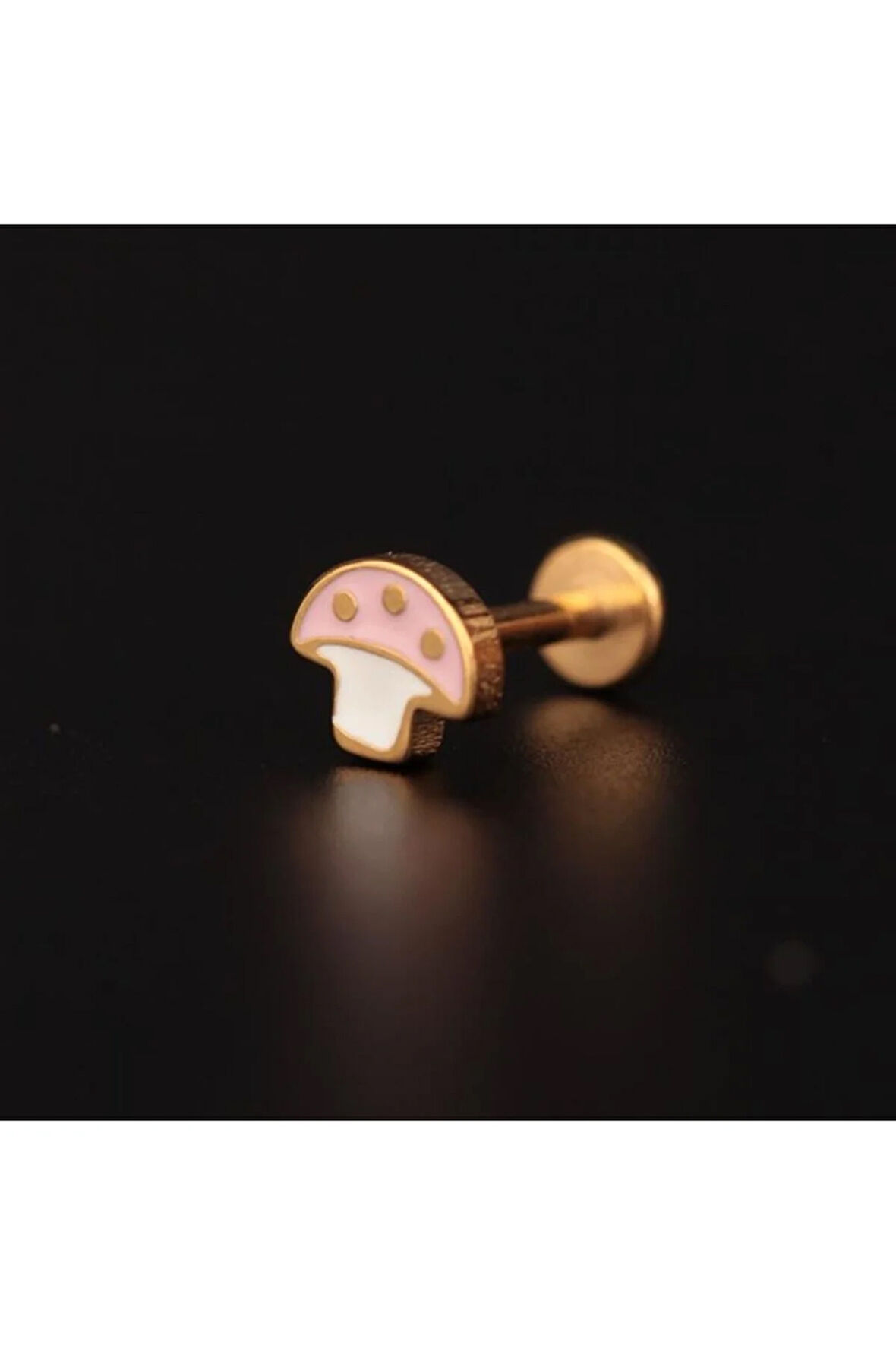 316 L Cerrahi Çelik Mineli Mantar Dudak Helix Tragus Kıkırdak Piercingi