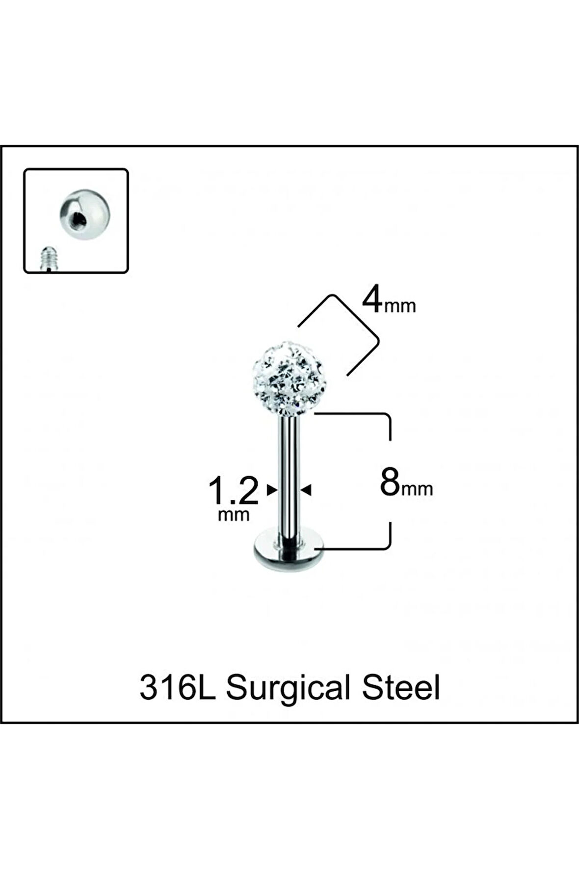 316 L Cerrahi Çelik Şambala Dudak Kıkırdak Helix Tragus Piercingi