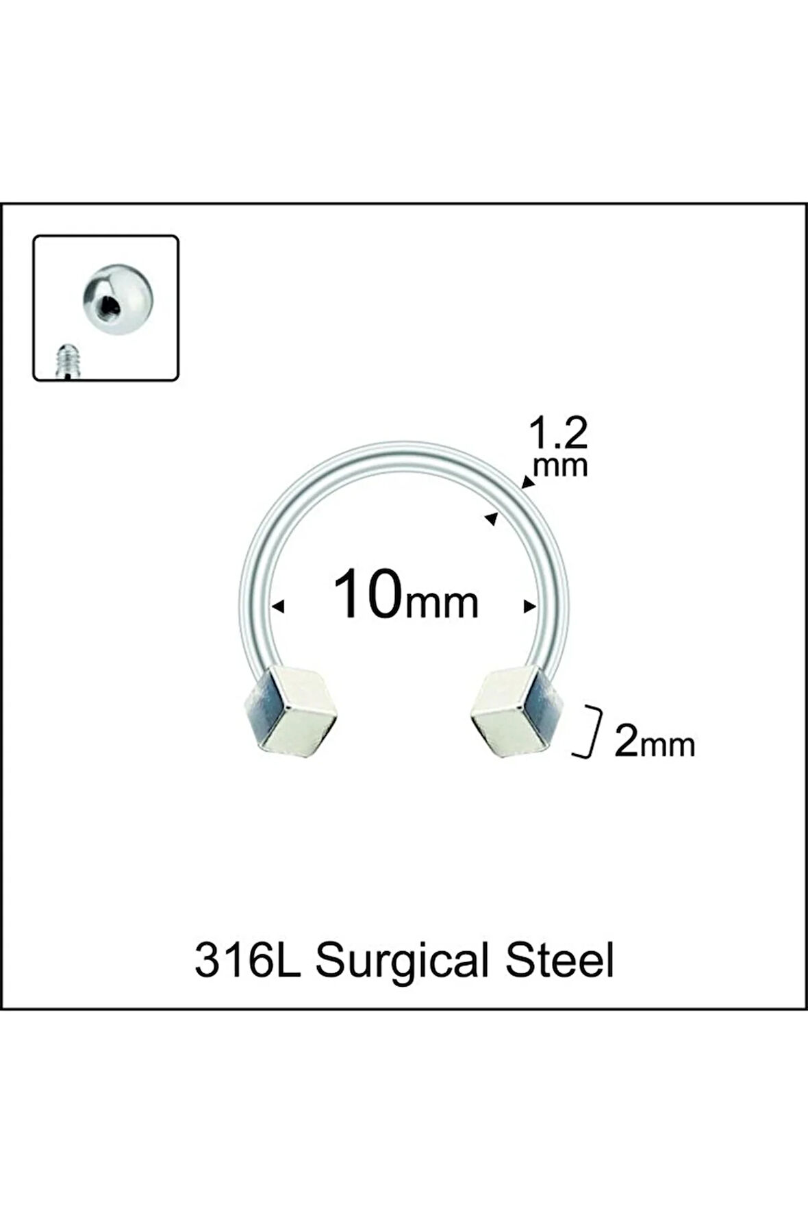 316 L Cerrahi Çelik Kıkırdak Helix Tragus Piercingi