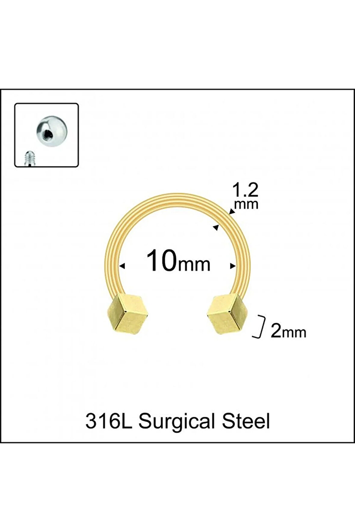 316 L Cerrahi Çelik Kıkırdak Helix Tragus Piercingi
