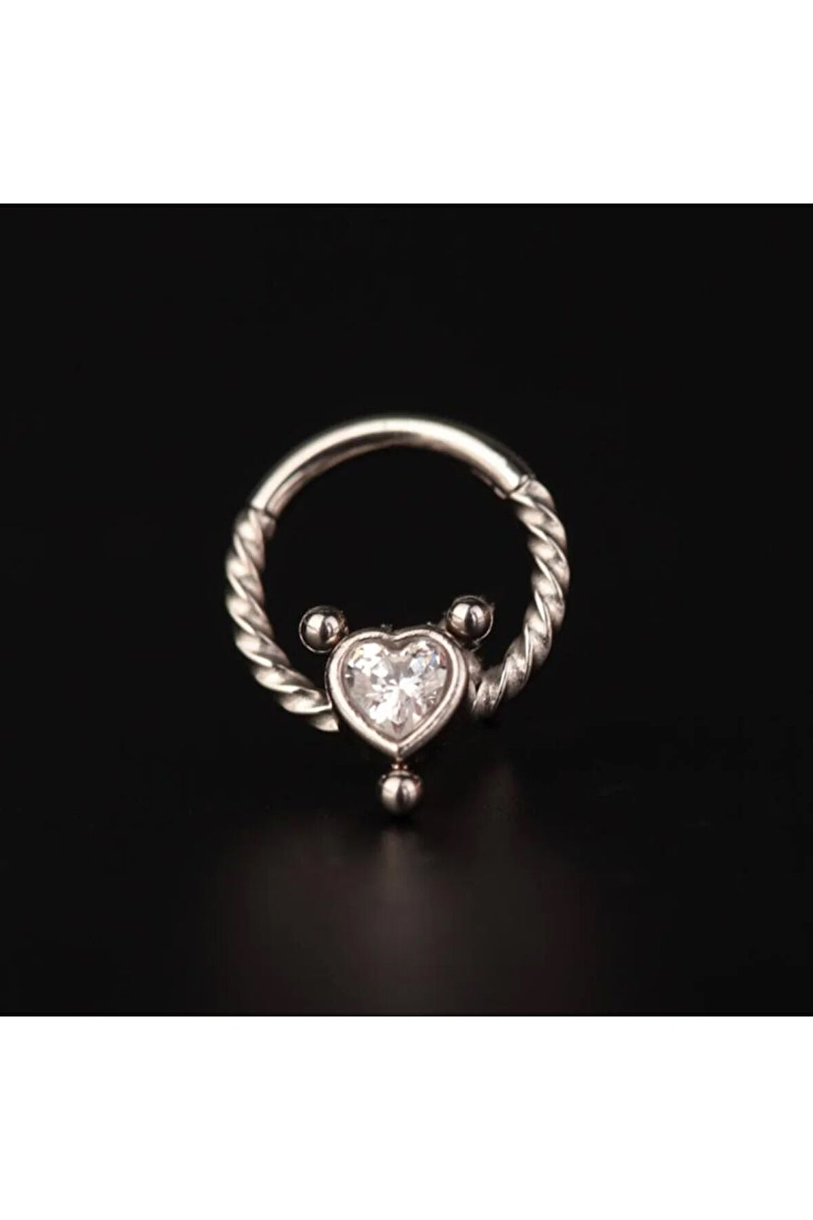 316 L Cerrahi Çelik Kalp Modeli Kilitli Halka Piercing