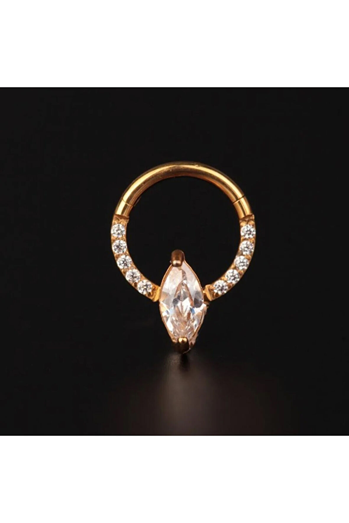 316 L Cerrahi Çelik Markiz Kesim Pırlanta Modeli Özel Tasarım Halka Piercing