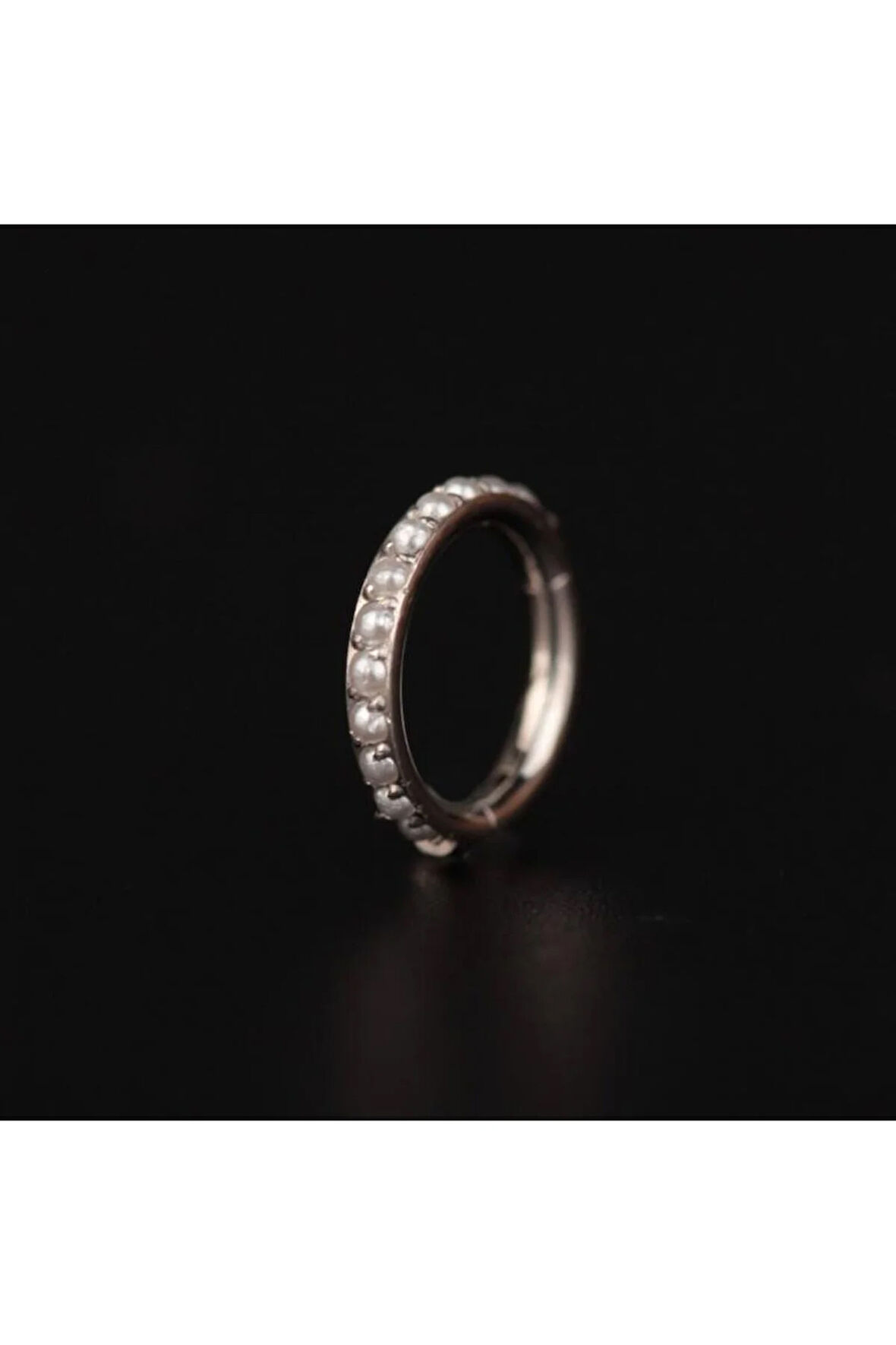 316 L Cerrahi Çelik Sıra İncili Taşlı Zarif Şık Tasarım Halka Piercing