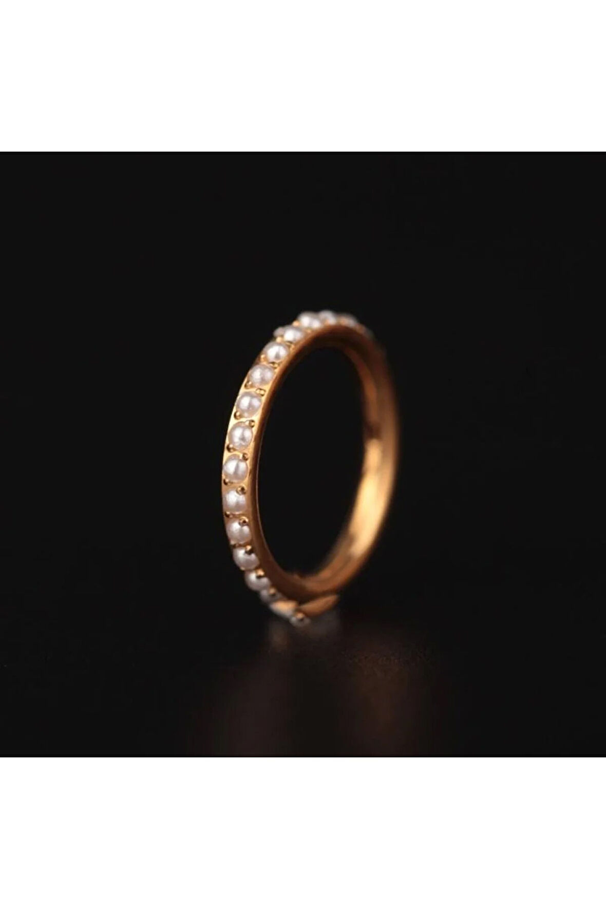 316 L Cerrahi Çelik Sıra İncili Taşlı Zarif Şık Tasarım Halka Piercing