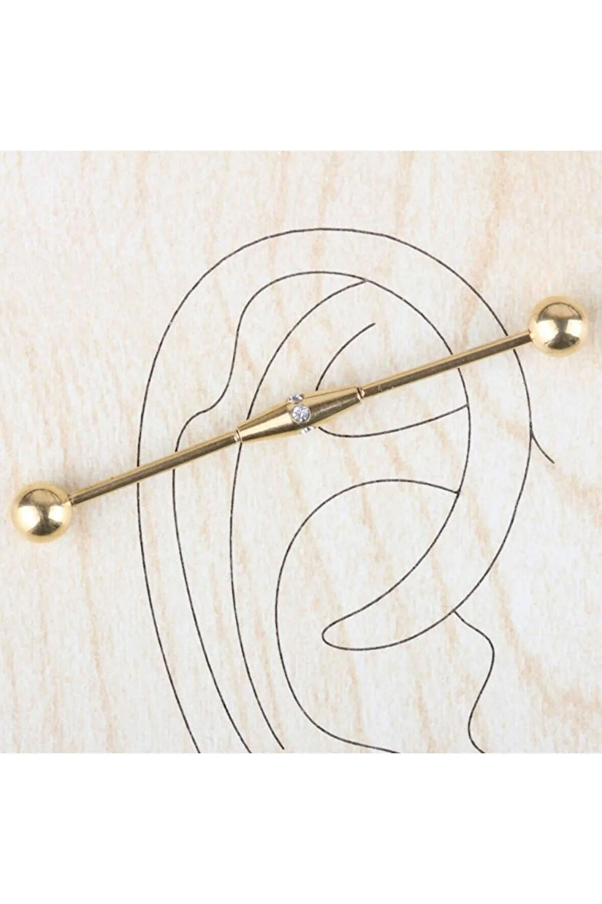 316 L Cerrahi Çelik Prizma Modeli Zirkon Taşlı Köprü Piercing