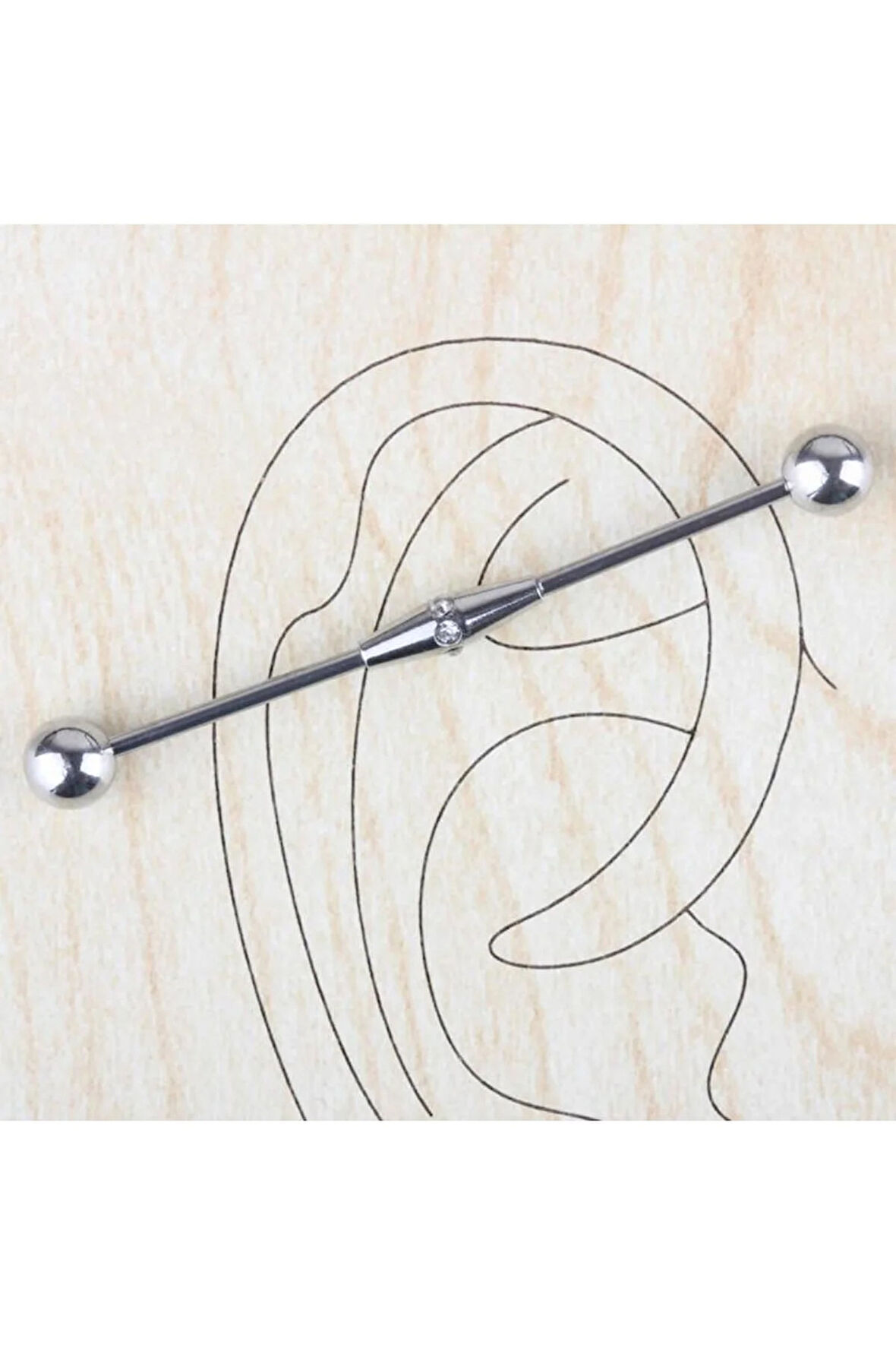 316 L Cerrahi Çelik Prizma Modeli Zirkon Taşlı Köprü Piercing