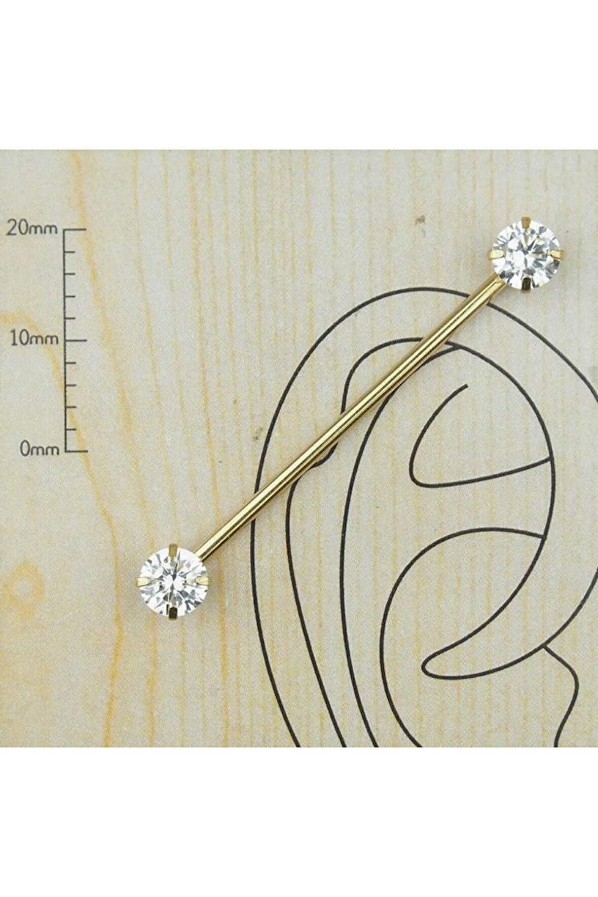 316 L Cerrahi Çelik Tek Taş Zirkon Köprü Piercing