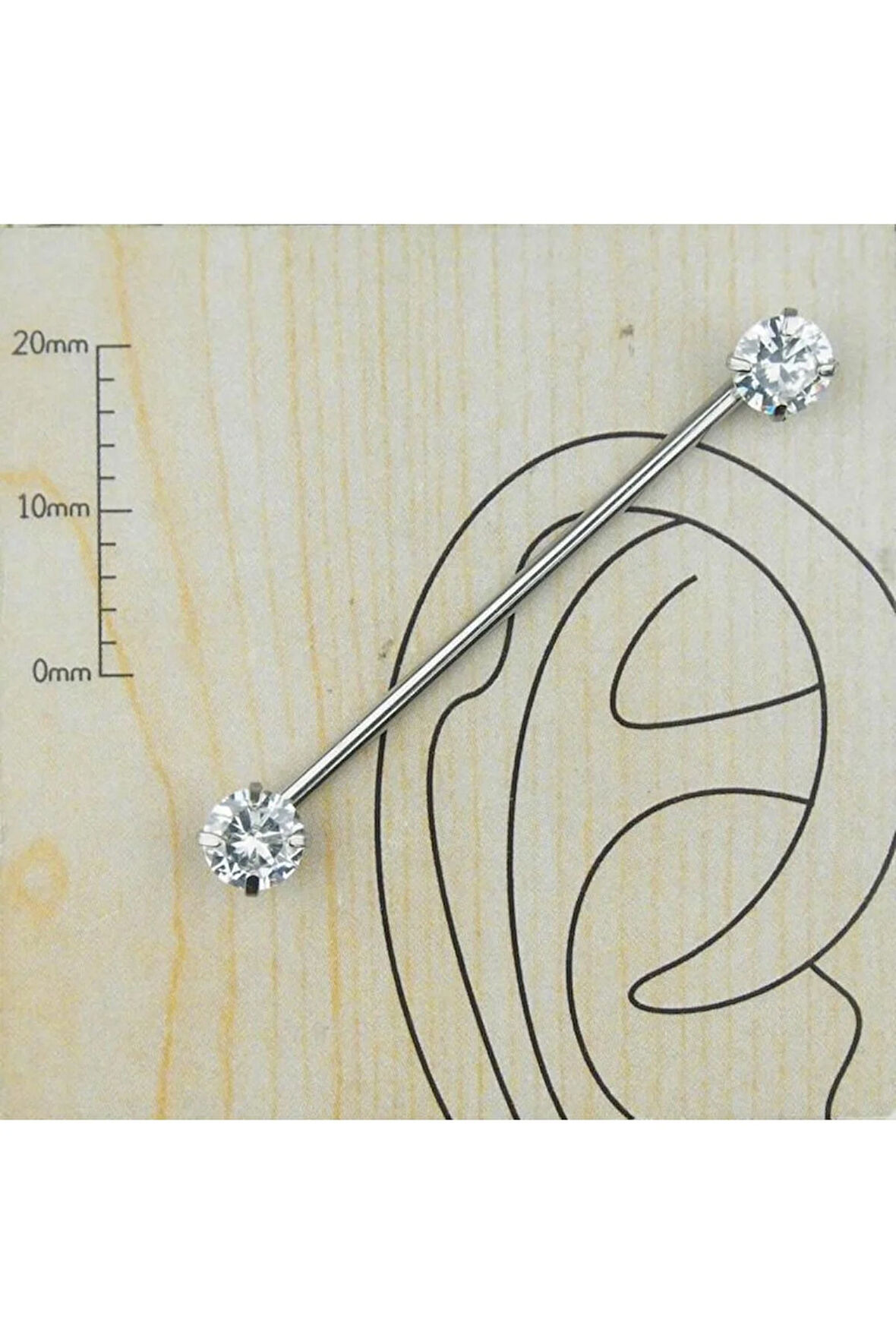 316 L Cerrahi Çelik Tek Taş Zirkon Köprü Piercing