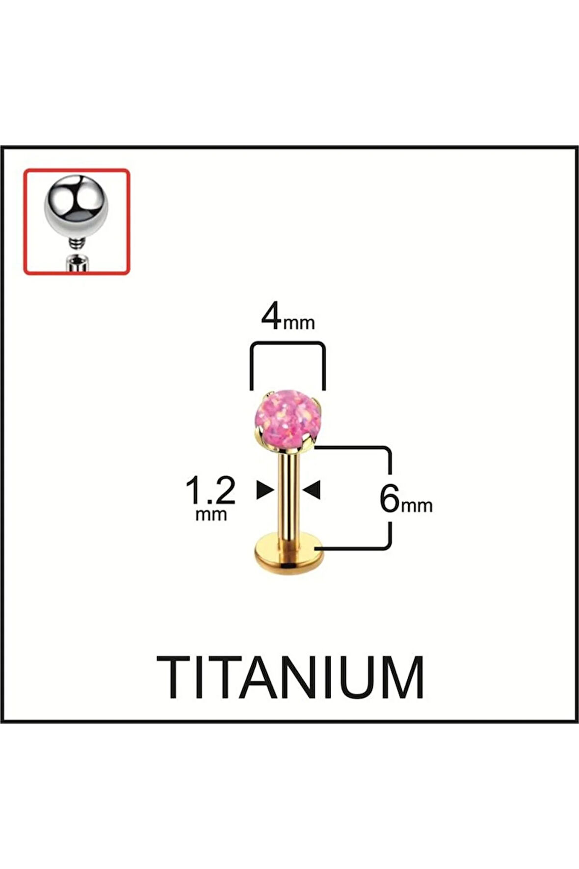 Yüksek Kalite Titanyum Titanium Opal Taşlı Kıkırdak Helix Tragus Titanyum Piercingi