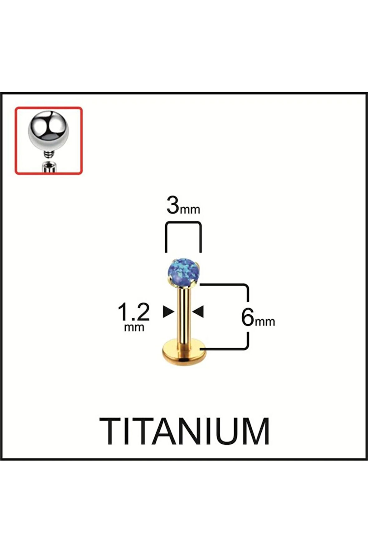 Yüksek Kalite Titanyum Titanium Opal Taşlı Kıkırdak Helix Tragus Titanyum Piercingi