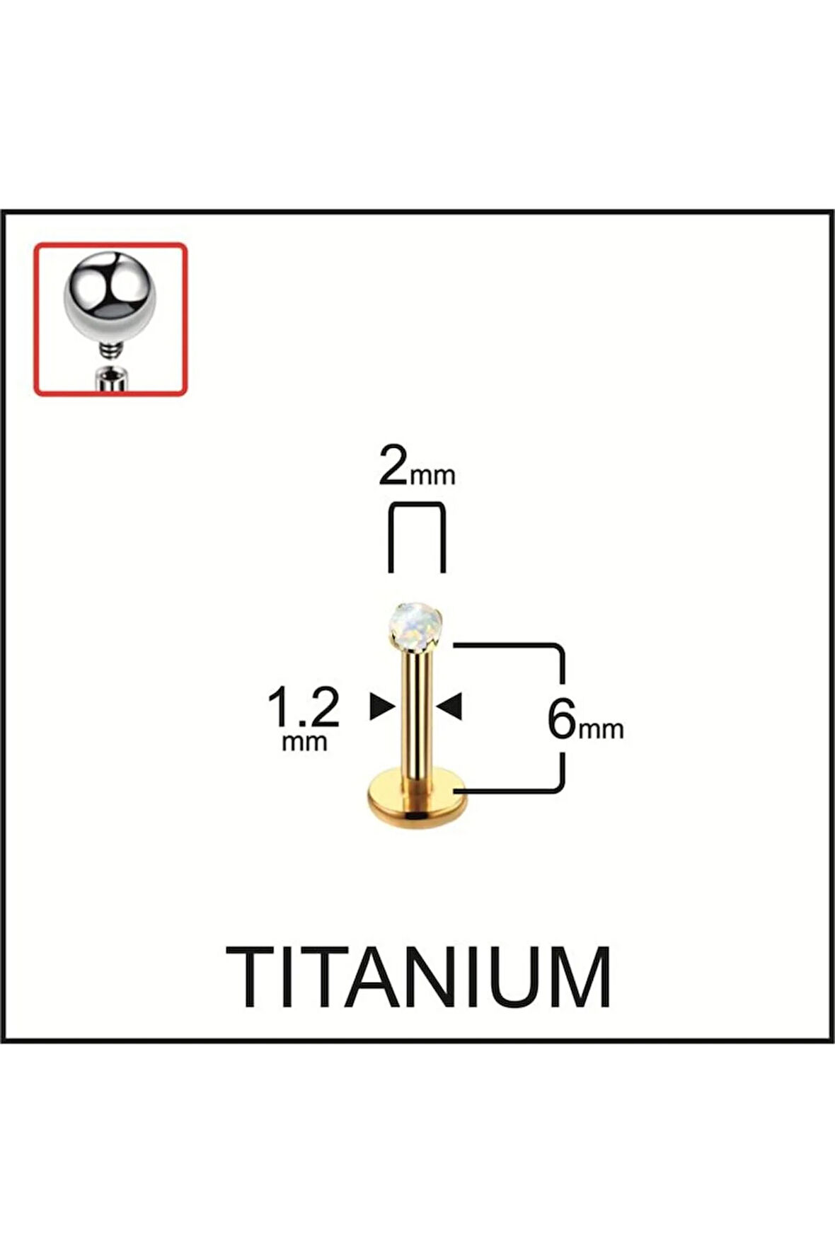 Yüksek Kalite Titanyum Titanium Opal Taşlı Kıkırdak Helix Tragus Titanyum Piercingi