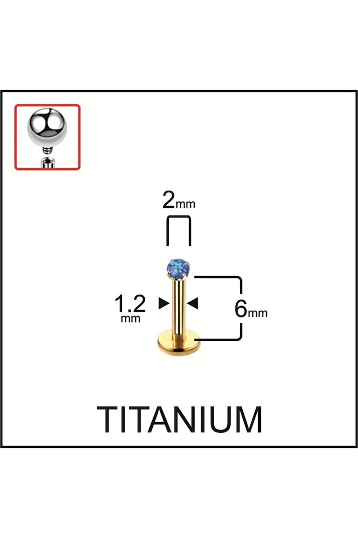Yüksek Kalite Titanyum Titanium Opal Taşlı Kıkırdak Helix Tragus Titanyum Piercingi