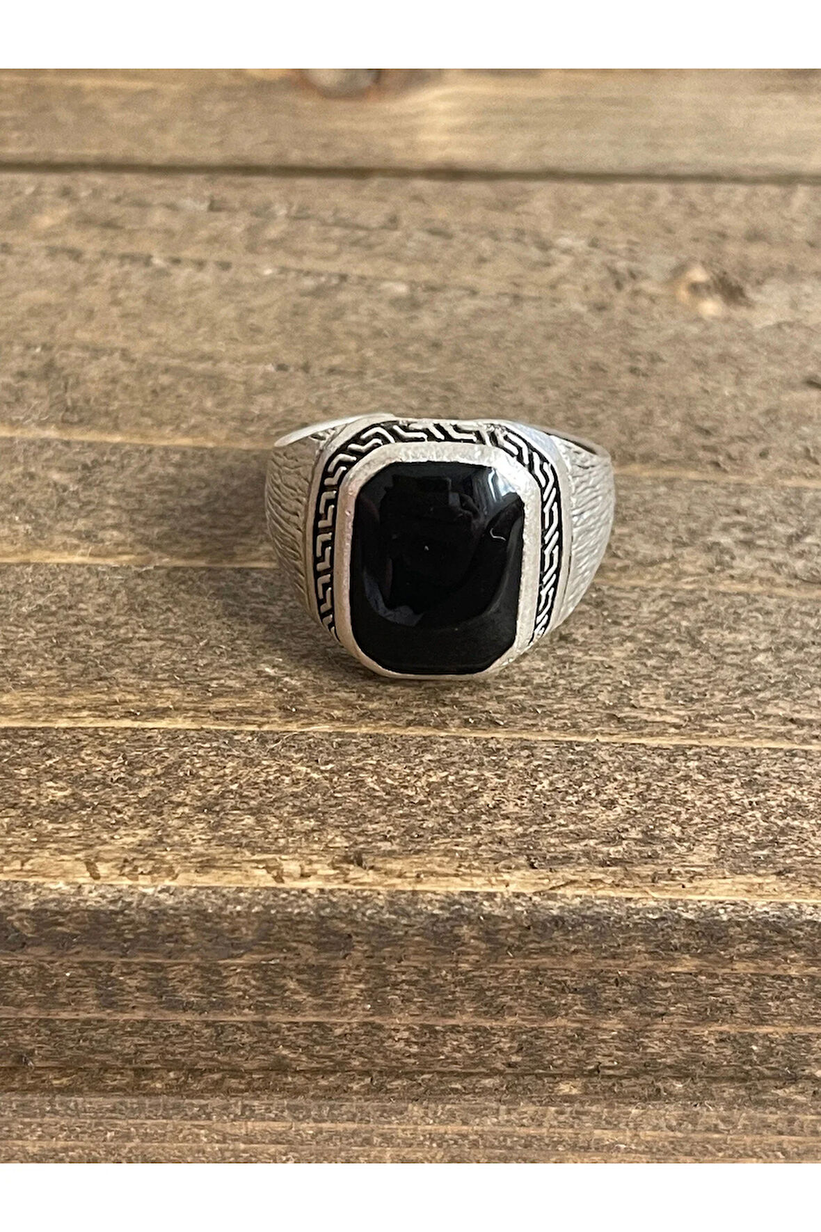 925 Ayar Gümüş Kaplama Ayarlanabilir Ölçü Klasik Erkek Yüzük