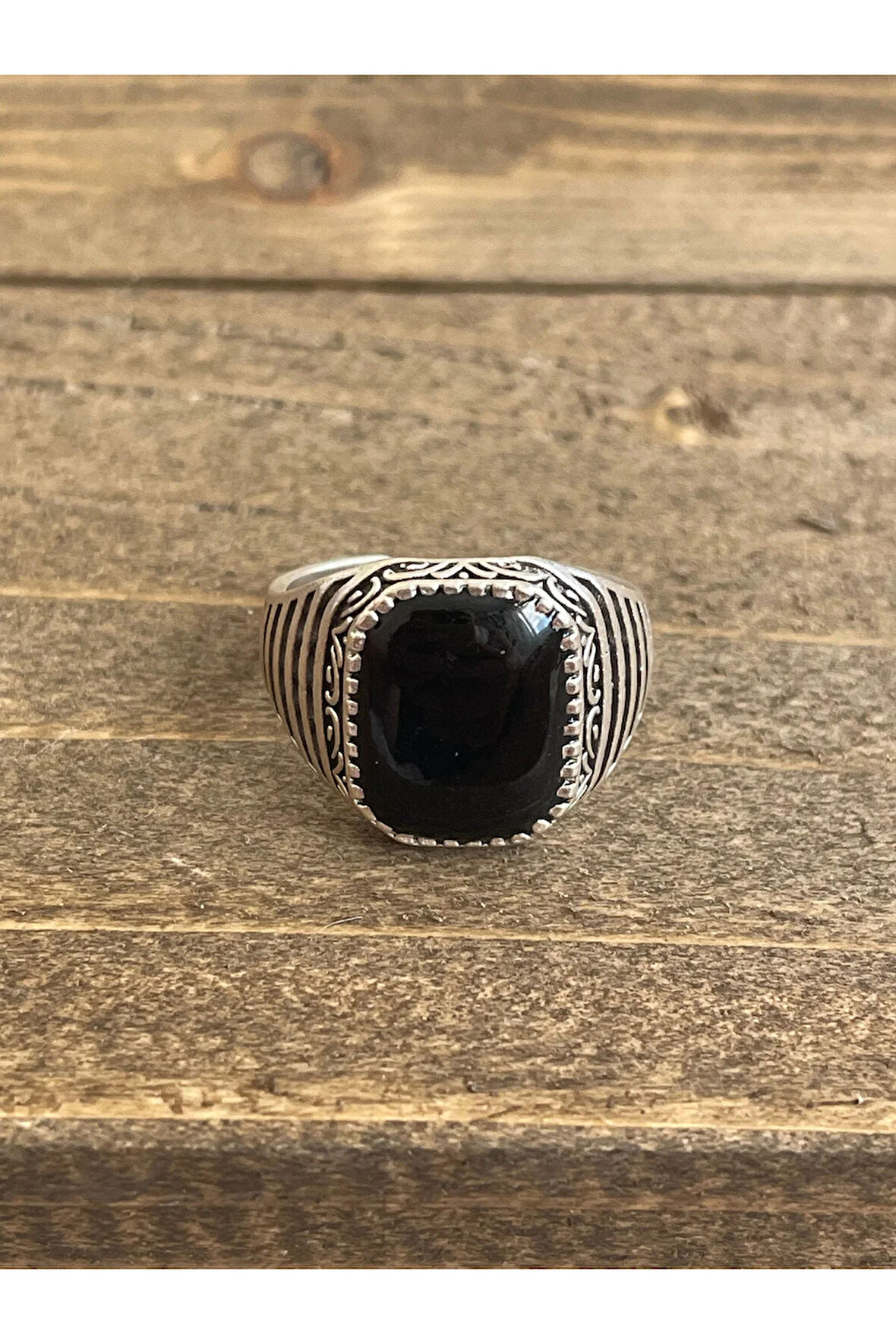 925 Ayar Gümüş Kaplama Ayarlanabilir Ölçü Klasik Erkek Yüzük