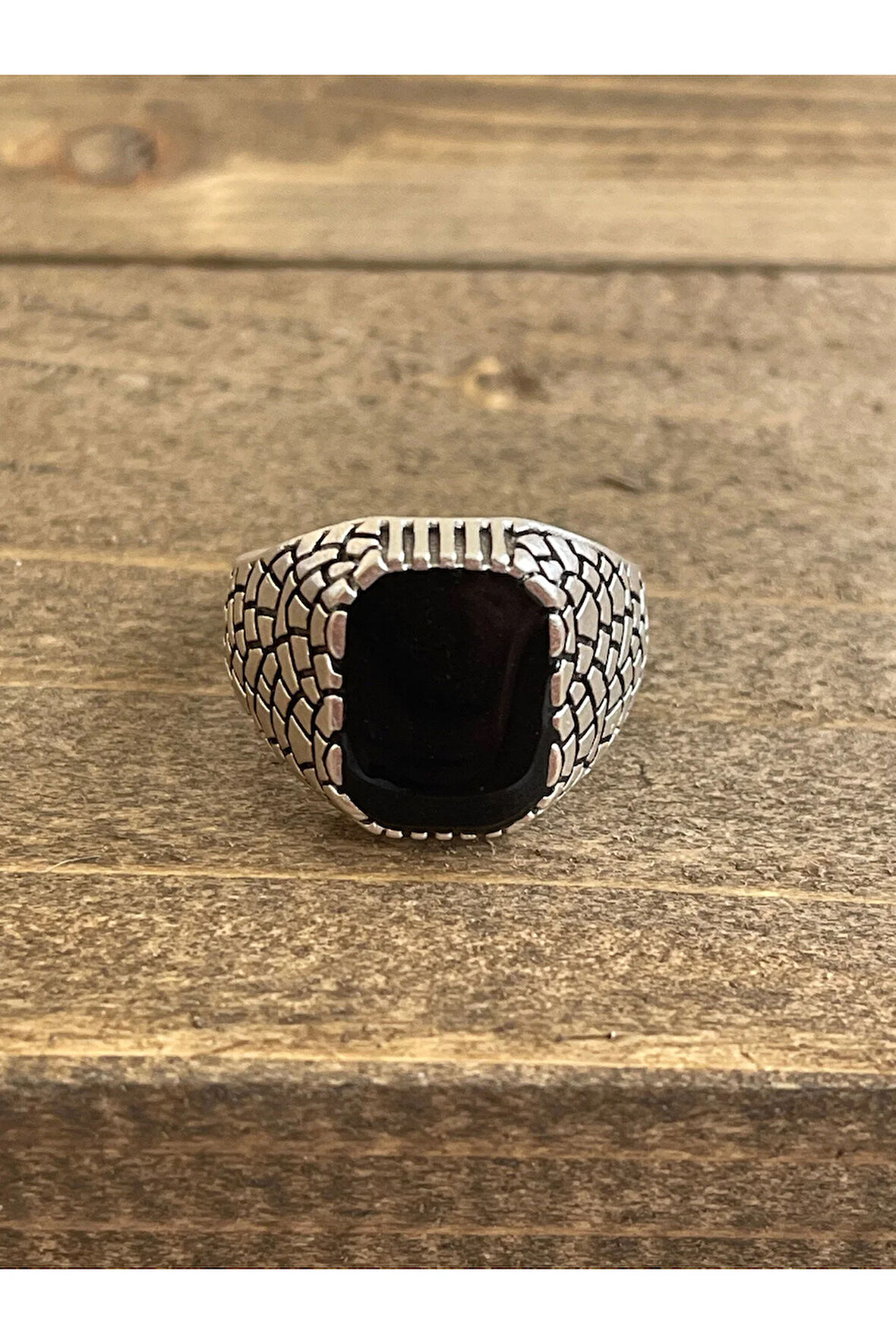 925 Ayar Gümüş Kaplama Ayarlanabilir Ölçü Klasik Erkek Yüzük