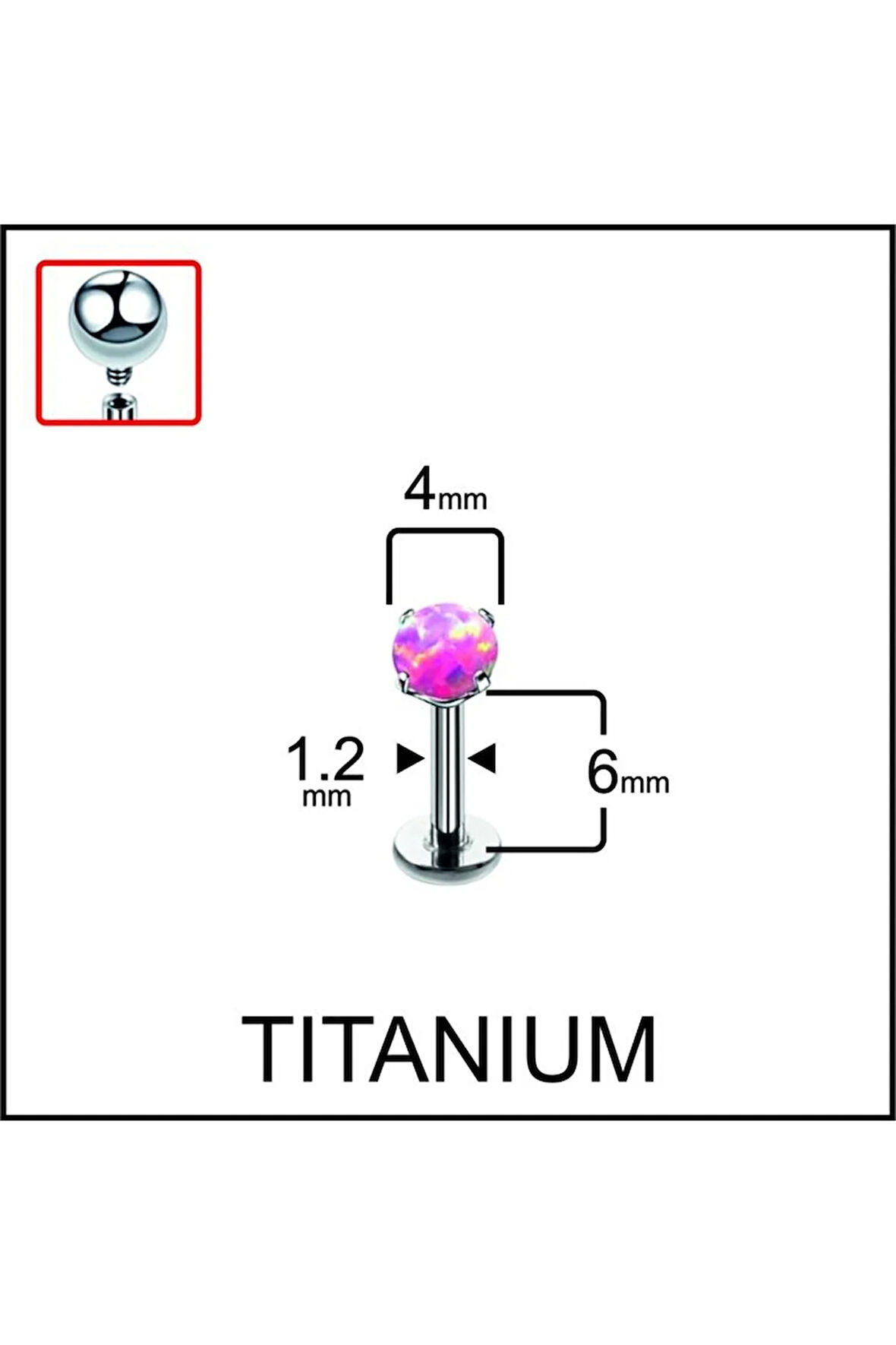 Yüksek Kalite G23 Titanyum Titanium Opal Taşlı Kıkırdak Helix Tragus Conch Titanyum Piercing