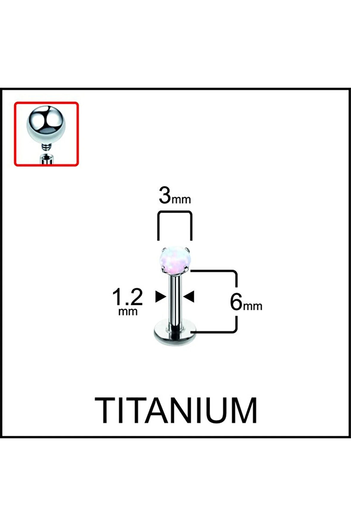 Yüksek Kalite G23 Titanyum Titanium Opal Taşlı Kıkırdak Helix Tragus Conch Titanyum Piercing