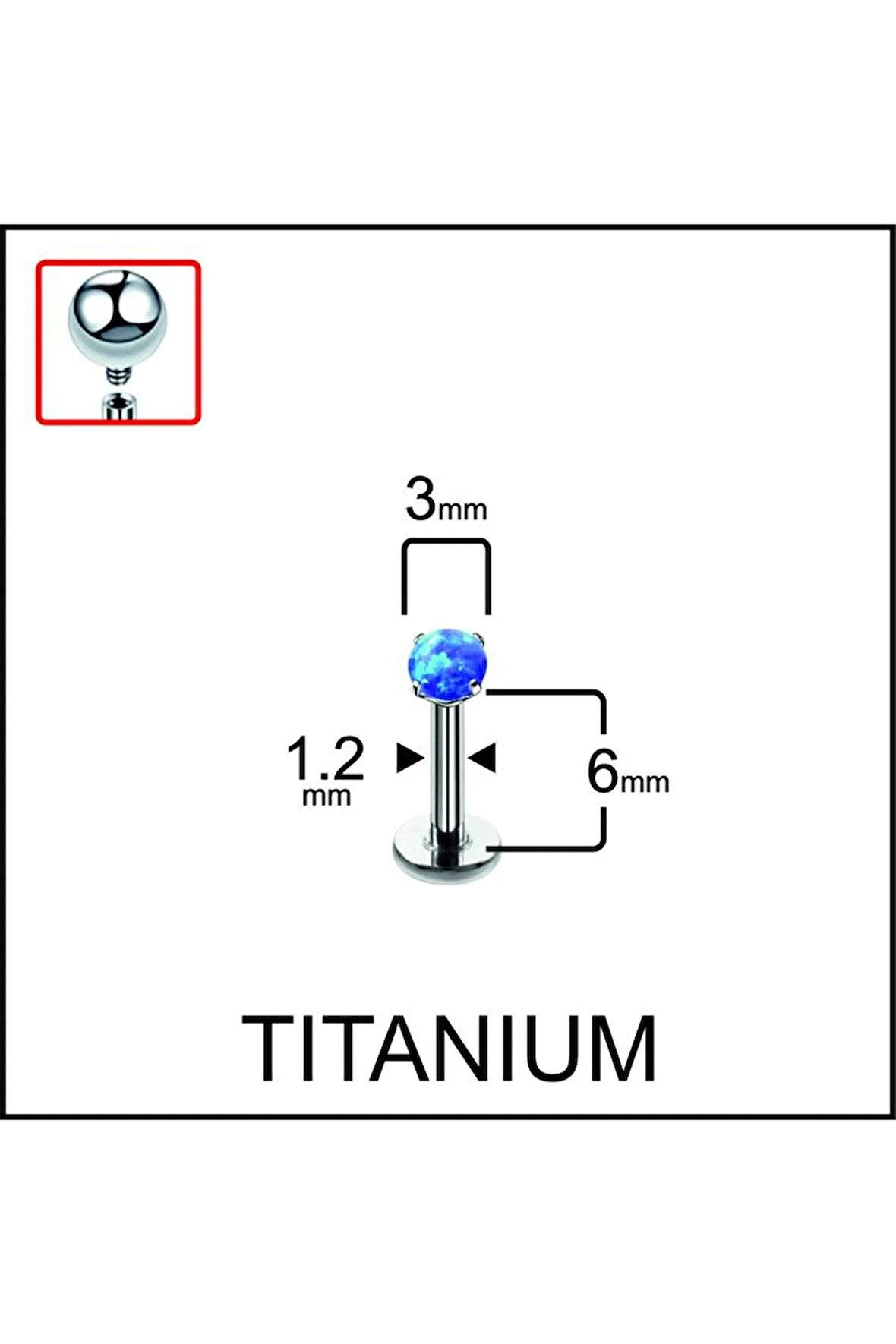 Yüksek Kalite G23 Titanyum Titanium Opal Taşlı Kıkırdak Helix Tragus Conch Titanyum Piercing