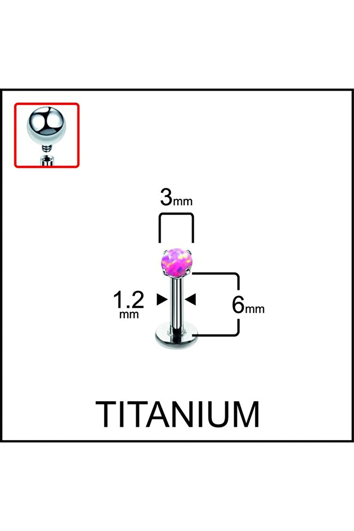 Yüksek Kalite G23 Titanyum Titanium Opal Taşlı Kıkırdak Helix Tragus Conch Titanyum Piercing