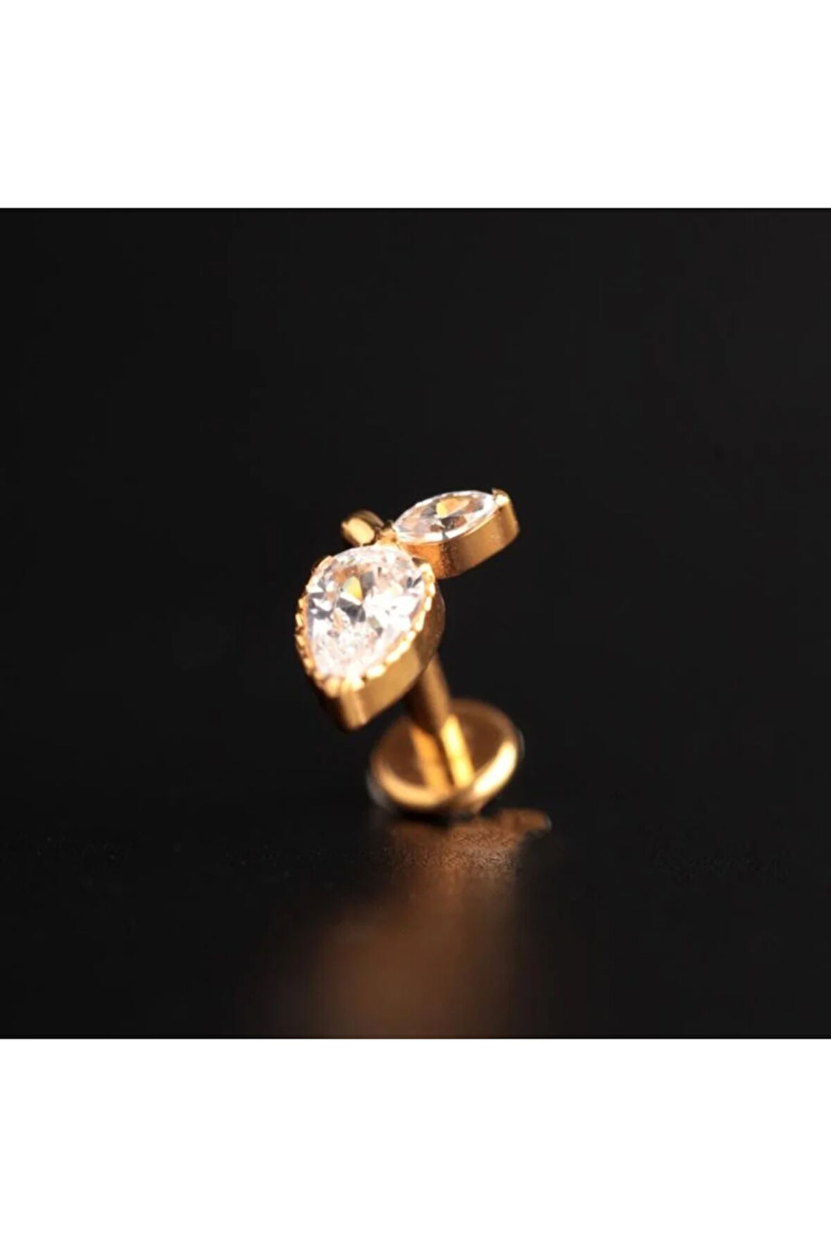 Yüksek Kalite G23 Titanyum Zirkon Taşlı Kıkırdak Helix Tragus Titanium Piercing 6mm x 1,2mm