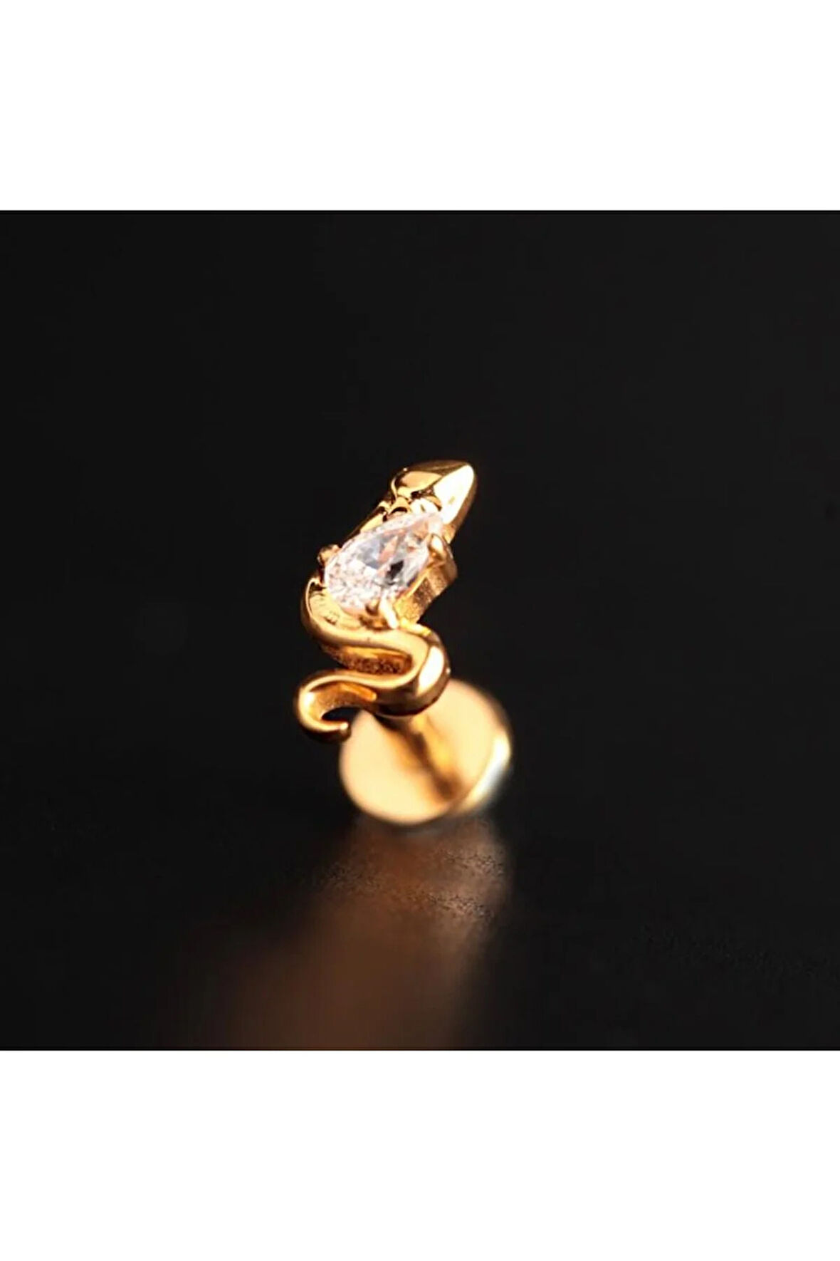 Yüksek Kalite G23 Titanyum Zirkon Taşlı Yılan Kıkırdak Helix Tragus Titanium Piercing 6mm x 1,2mm