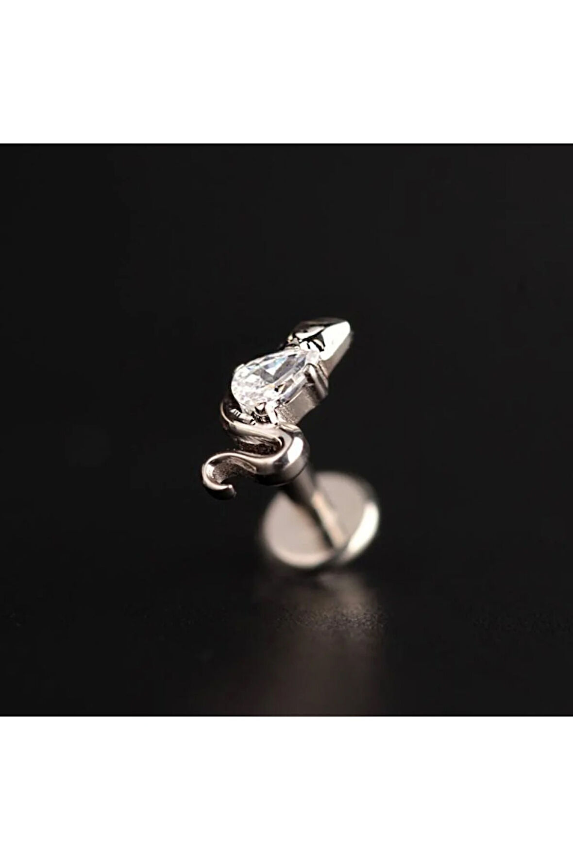 Yüksek Kalite G23 Titanyum Zirkon Taşlı Yılan Kıkırdak Helix Tragus Titanium Piercing 6mm x 1,2mm