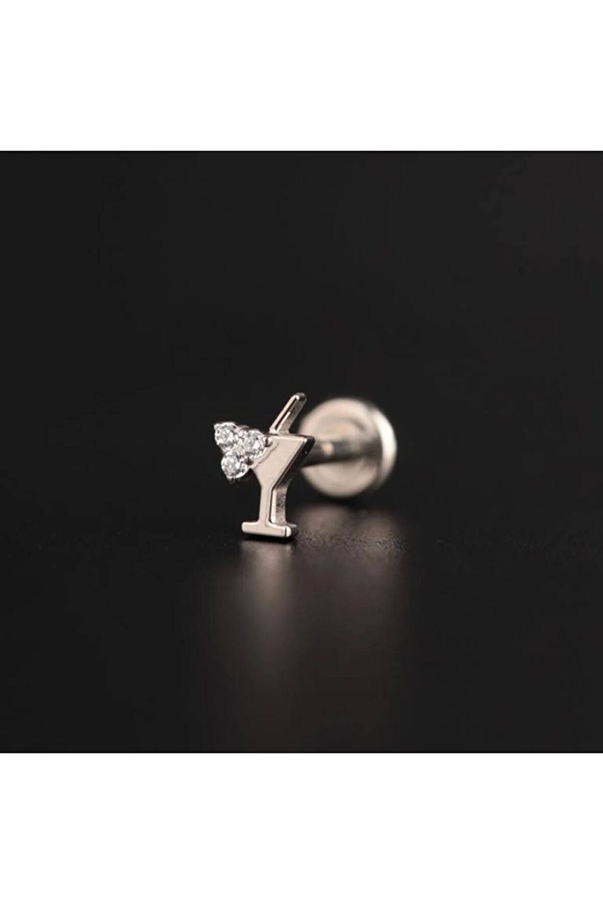 Yüksek Kalite G23 Titanyum Zirkon Taşlı Kokteyl Kıkırdak Helix Tragus Titanium Piercing