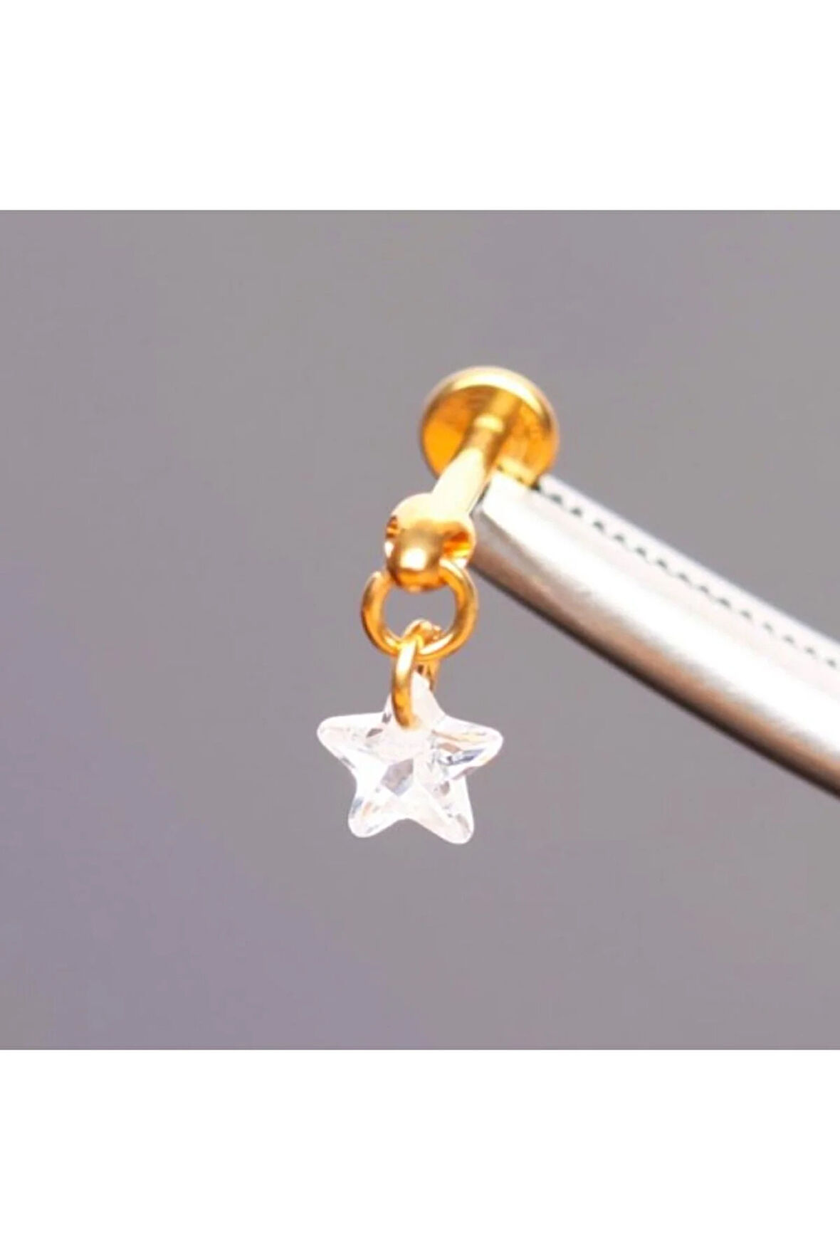 Yüksek Kalite G23 Titanium Sallantılı Zirkon Taşlı Dudak Helix Tragus Kıkırdak Titanyum Piercing