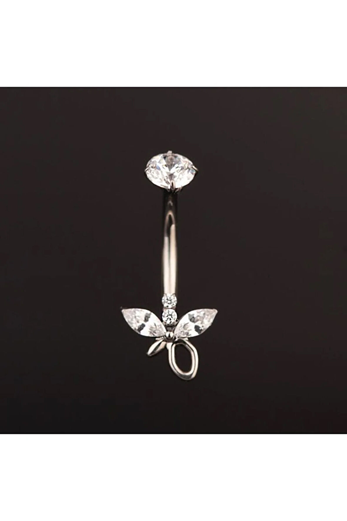 Yüksek Kalite G23 Titanium Zirkon Taşlı Kelebek Titanyum Göbek Piercingi