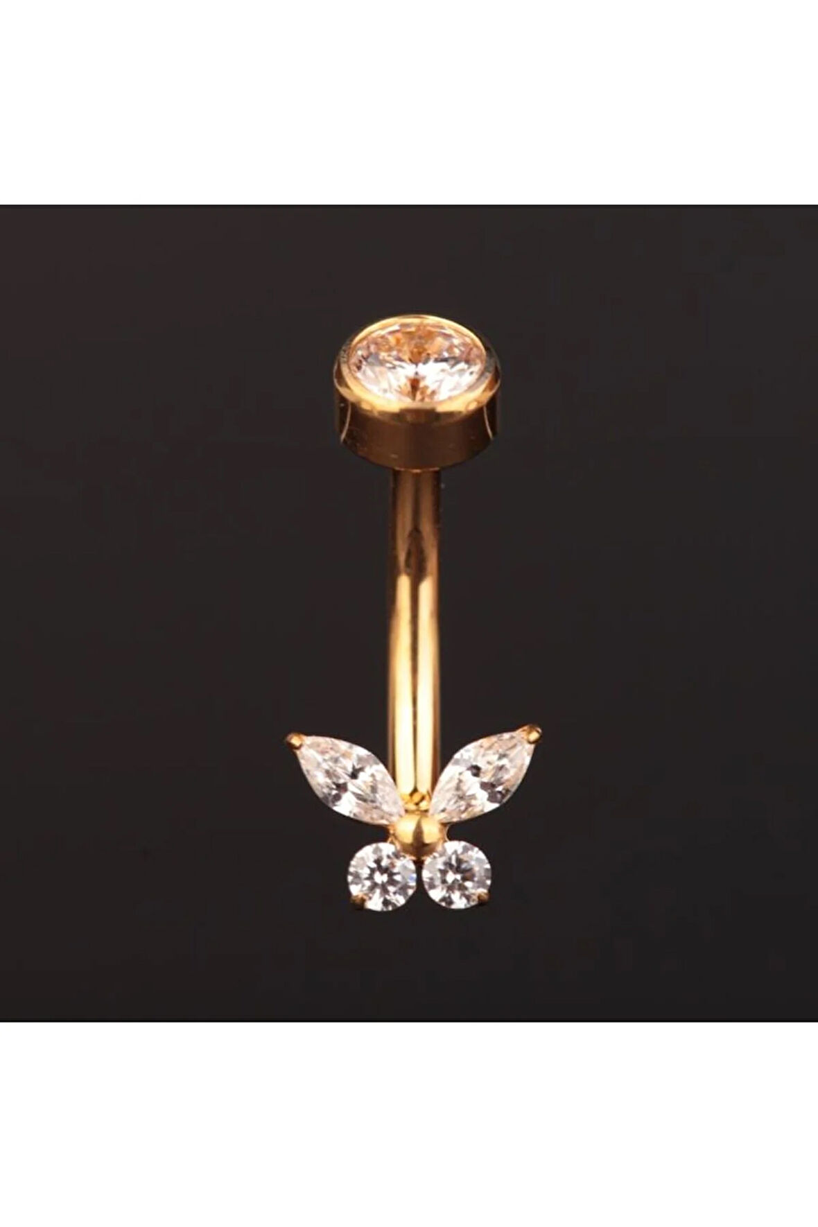 Yüksek Kalite G23 Titanium Zirkon Taşlı Kelebek Titanyum Göbek Piercingi