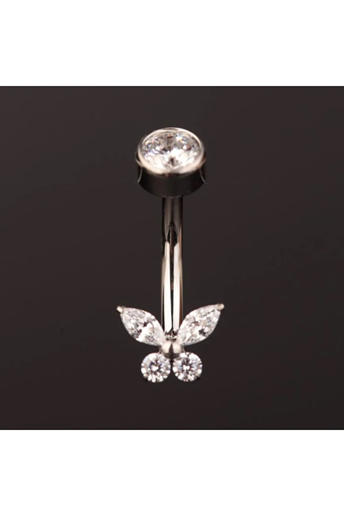 Yüksek Kalite G23 Titanium Zirkon Taşlı Kelebek Titanyum Göbek Piercingi