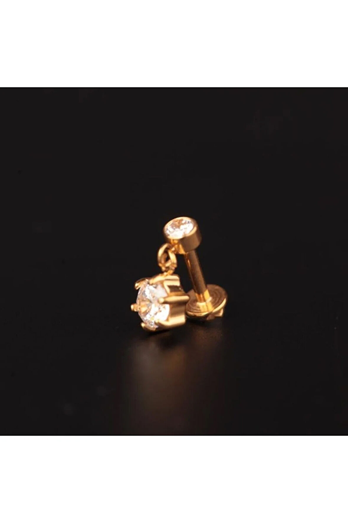 316 L Cerrahi Çelik Sallantılı Tek Taş Kıkırdak Helix Dudak Tragus Piercingi