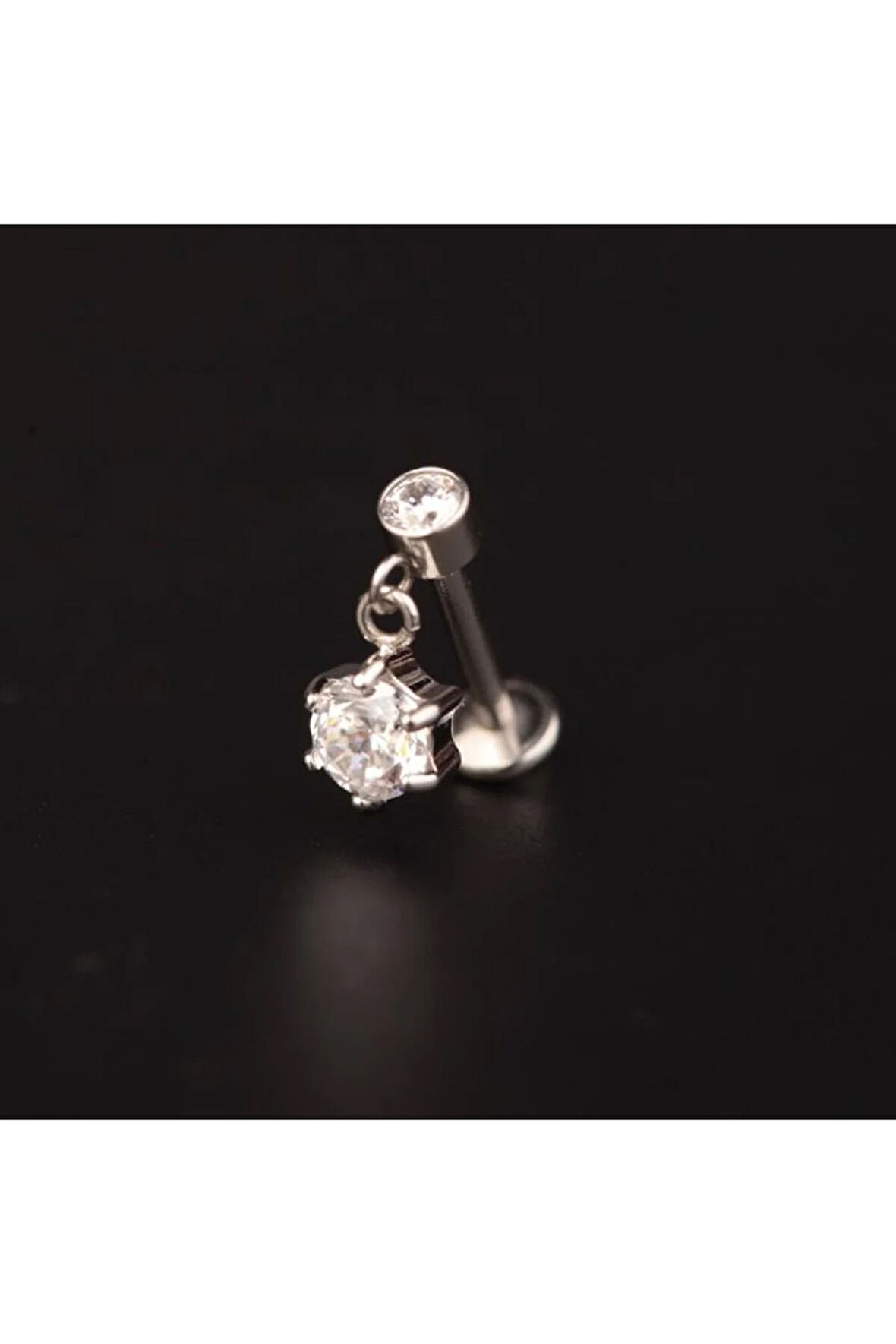 316 L Cerrahi Çelik Sallantılı Tek Taş Kıkırdak Helix Dudak Tragus Piercingi