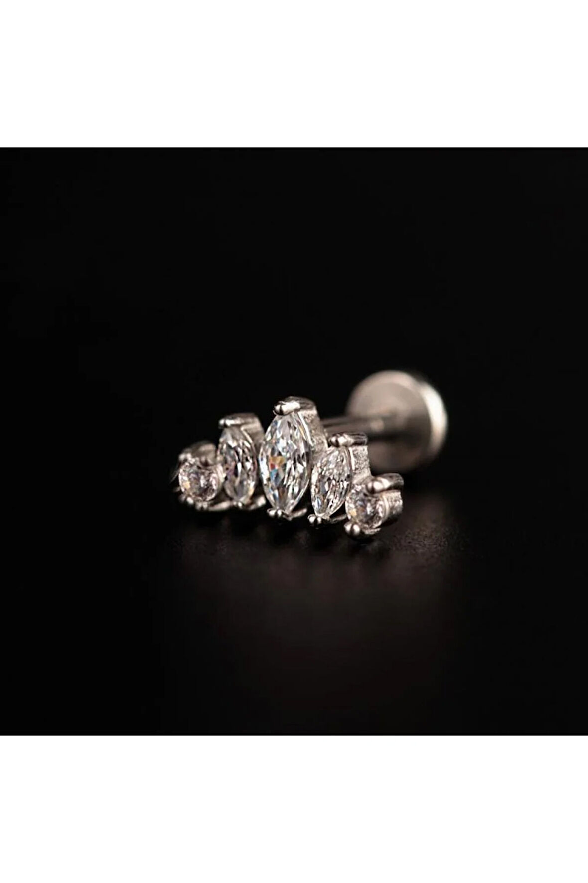 316 L Cerrahi Çelik Pırlanta Modeli Markiz Kesim Dudak Helix Tragus Kıkırdak Piercingi