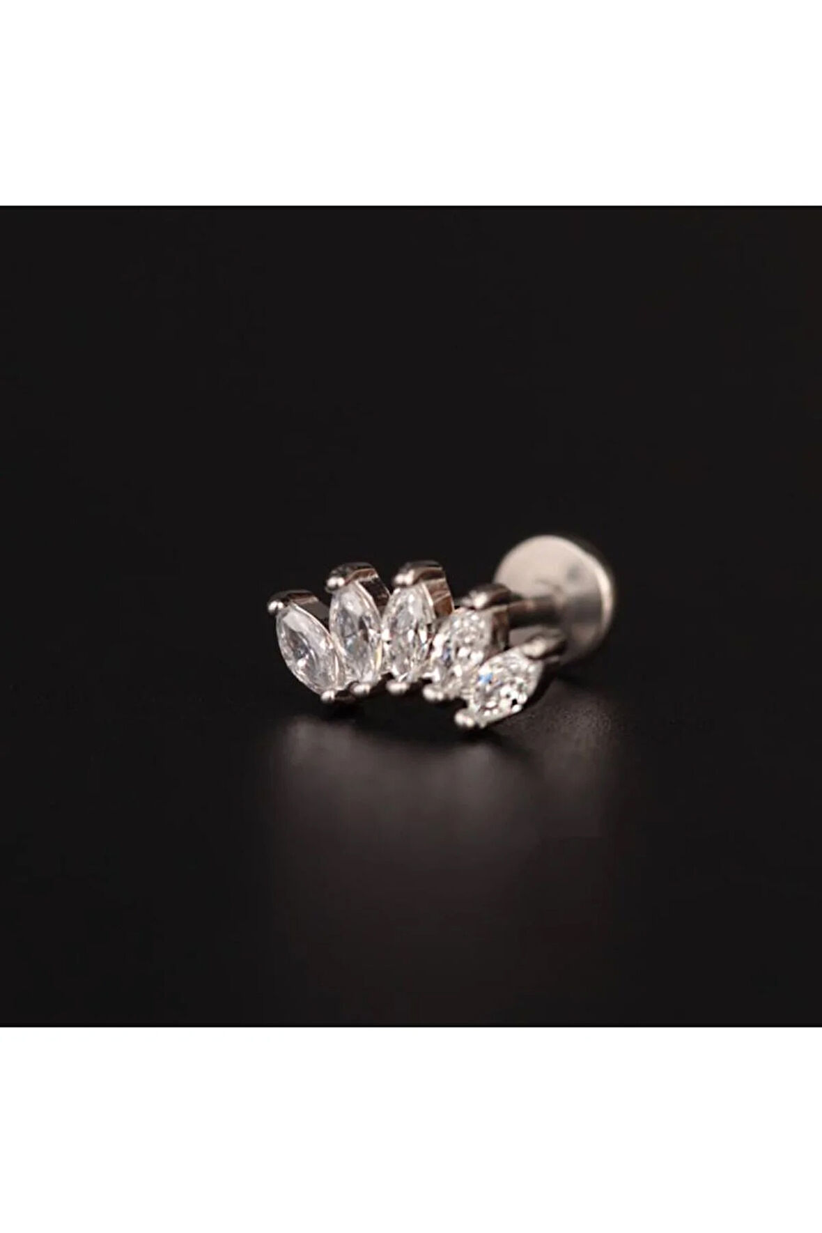 316 L Cerrahi Çelik Pırlanta Modeli Markiz Kesim Dudak Helix Tragus Kıkırdak Piercingi