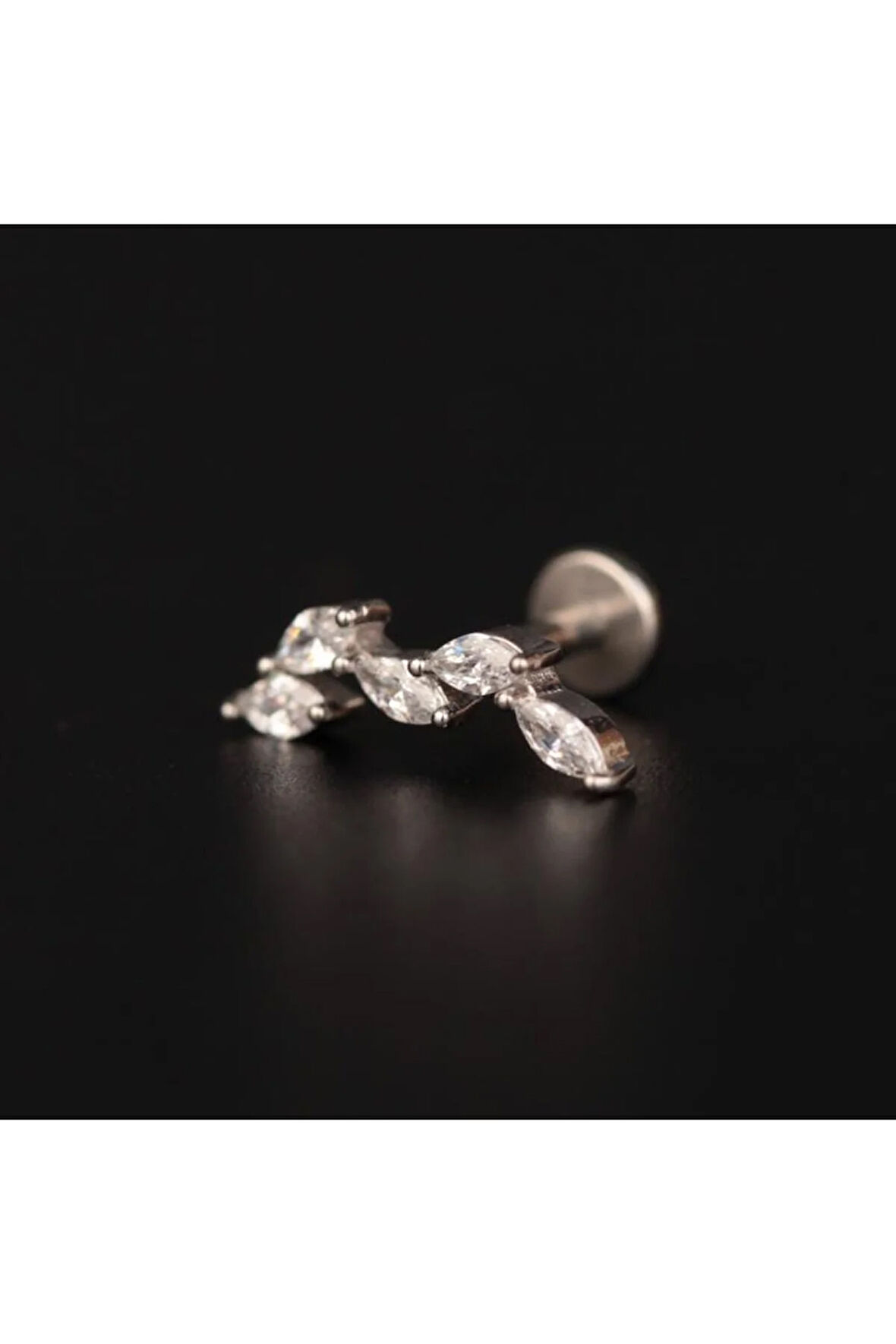 316 L Cerrahi Çelik Pırlanta Modeli Markiz Kesim Dudak Helix Tragus Kıkırdak Piercingi