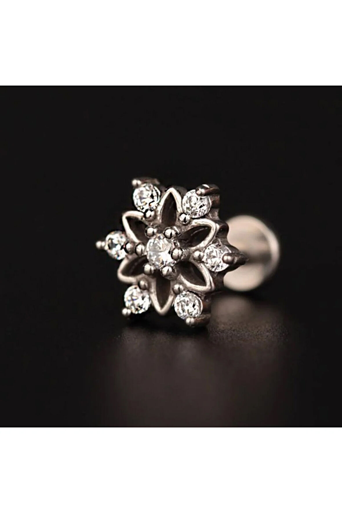 316 L Cerrahi Çelik Pırlanta Kar Tanesi Dudak Helix Kıkırdak Tragus Piercingi