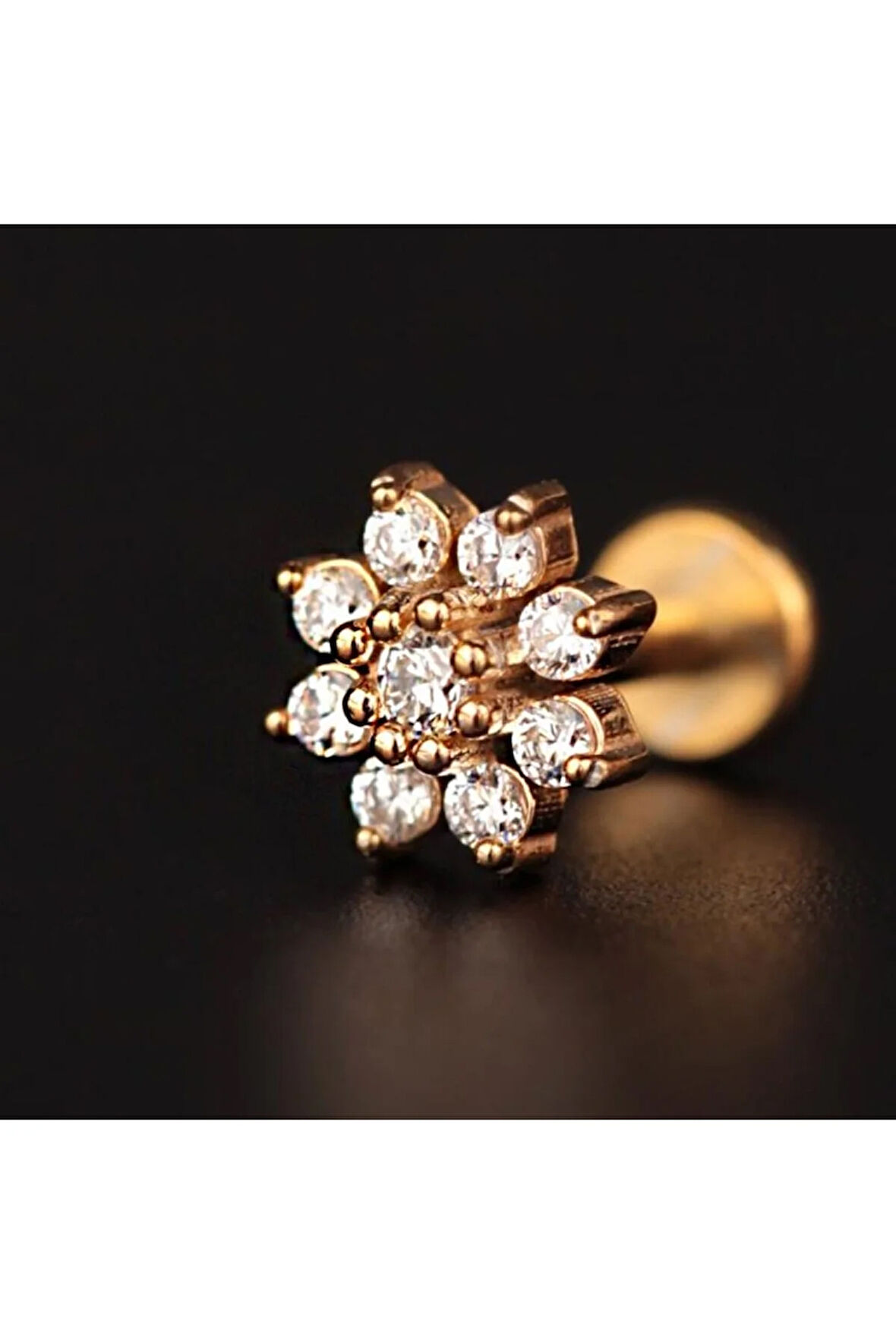 316 L Cerrahi Çelik Pırlanta Papatya Dudak Helix Kıkırdak Tragus Piercingi