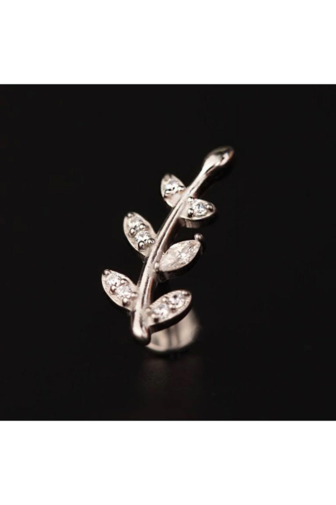 316 L Cerrahi Çelik Zirkon Taşlı Zeytin Dalı Dudak Helix Kıkırdak Tragus Piercingi