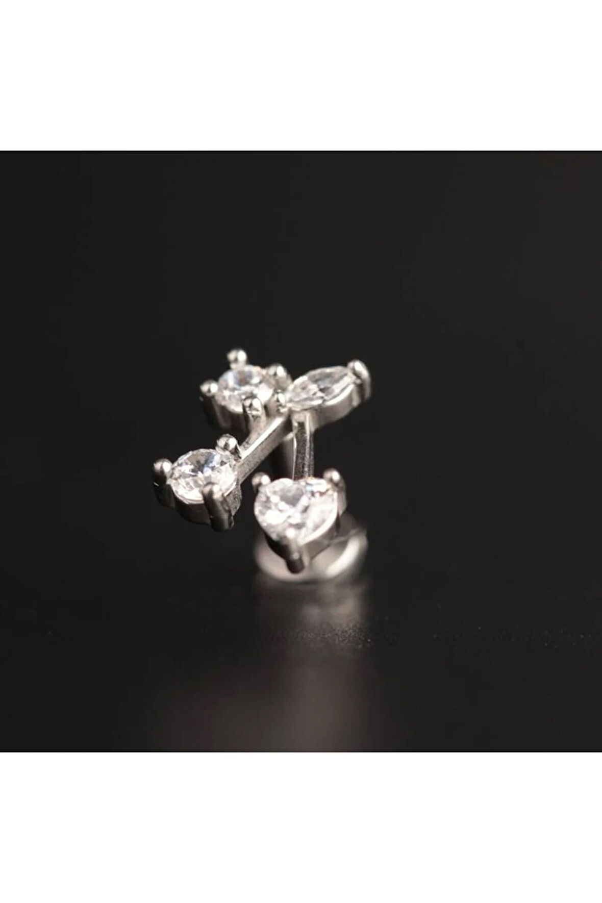 316 L Cerrahi Çelik Zirkon Taşlı Kiraz Helix Dudak Kıkırdak Tragus Piercingi