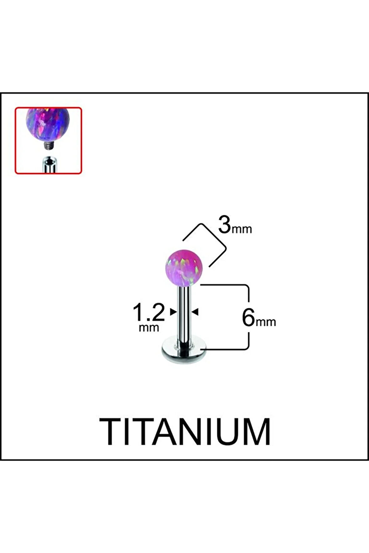 Yüksek Kalite G23 Titanium Opal Taşlı Titanyum Kıkırdak Helix Tragus Piercingi