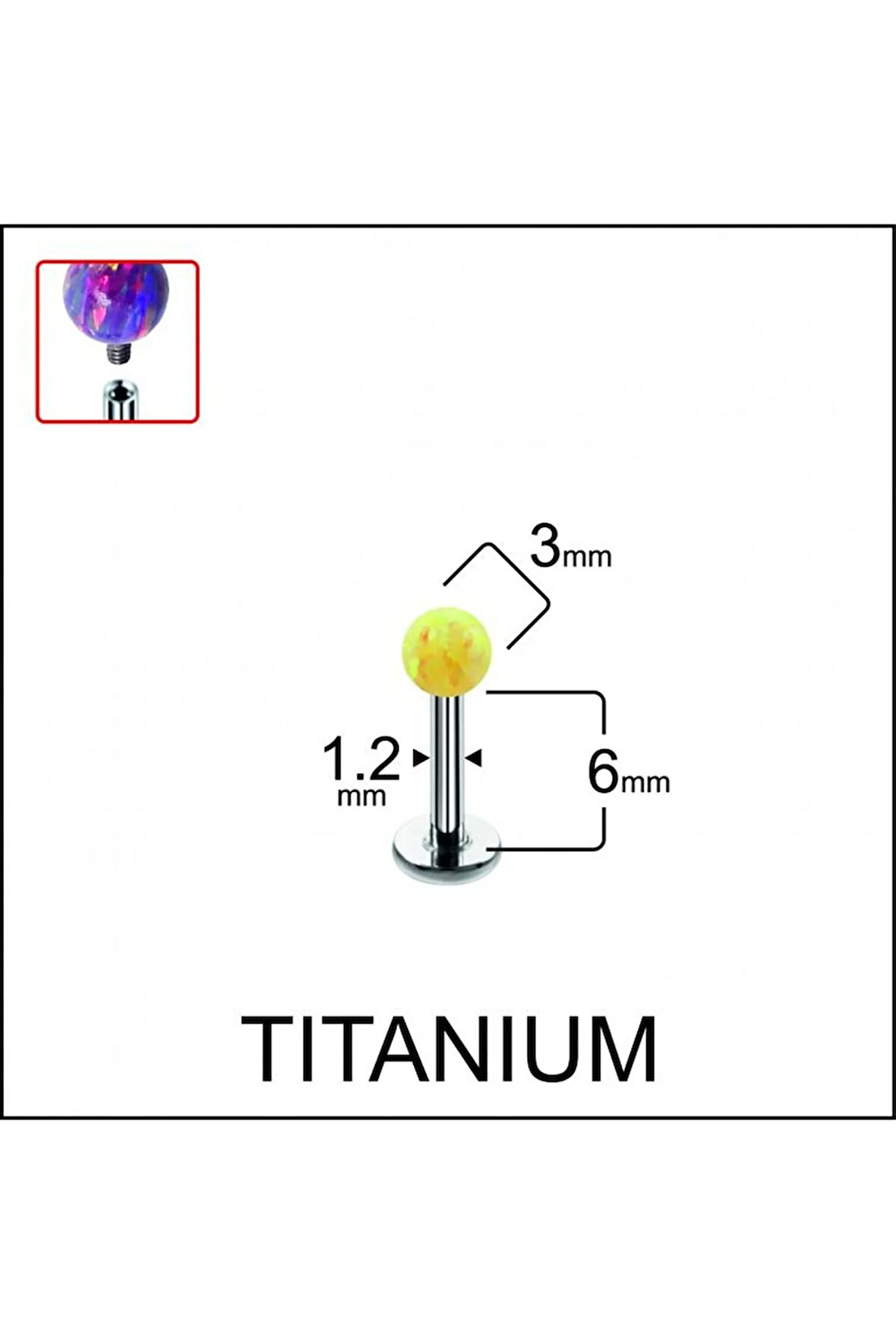 Yüksek Kalite G23 Titanium Opal Taşlı Titanyum Kıkırdak Helix Tragus Piercingi