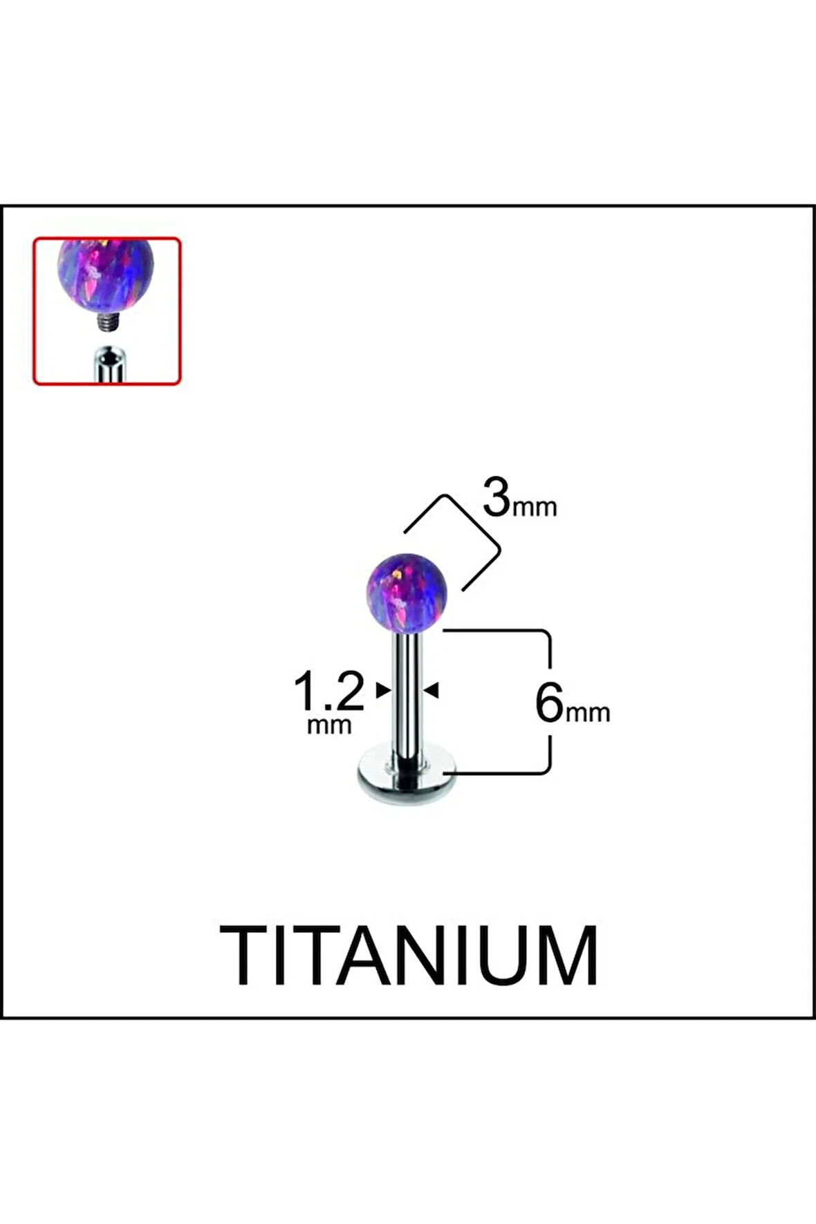 Yüksek Kalite G23 Titanium Opal Taşlı Titanyum Kıkırdak Helix Tragus Piercingi