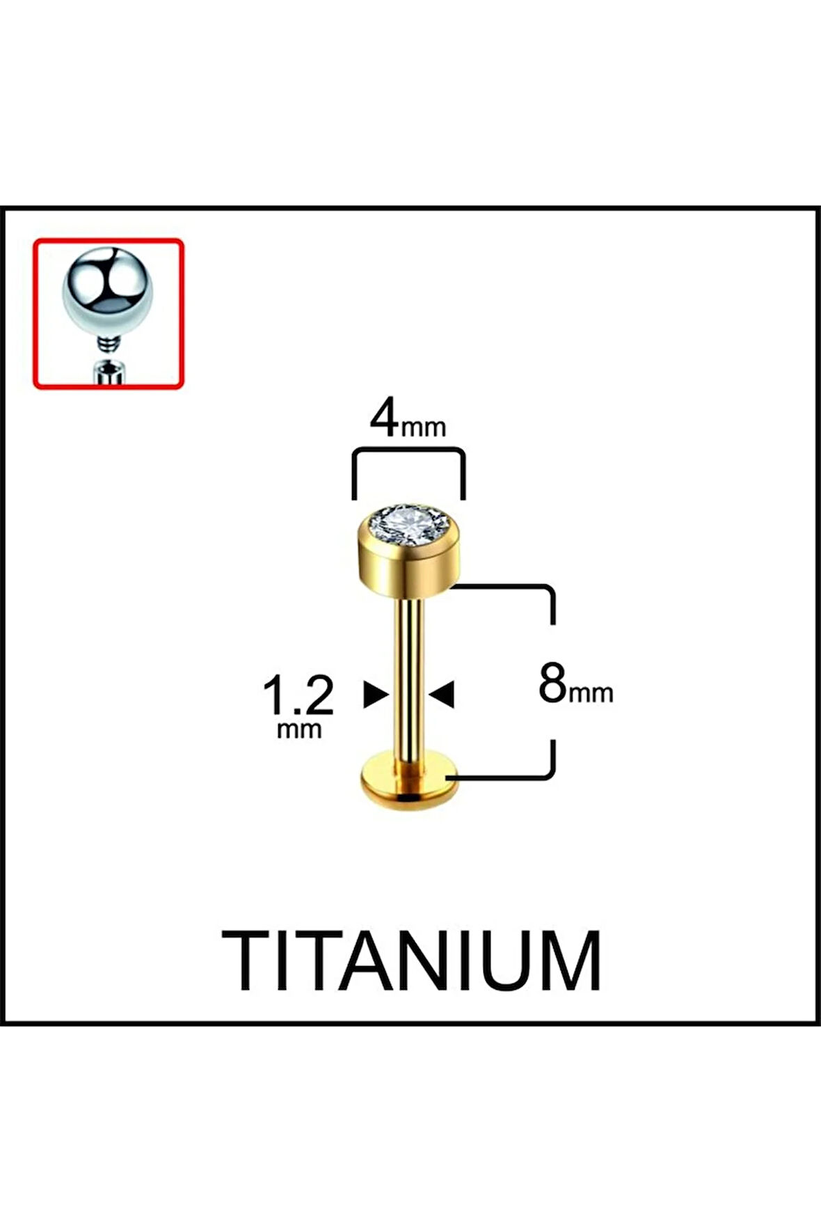 Yüksek Kalite G23 Tek Taş Titanyum Dudak Helix Tragus Kıkırdak Piercingi