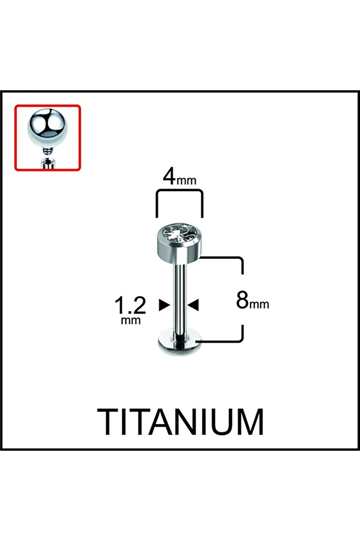 Yüksek Kalite G23 Tek Taş Titanyum Dudak Helix Tragus Kıkırdak Piercingi