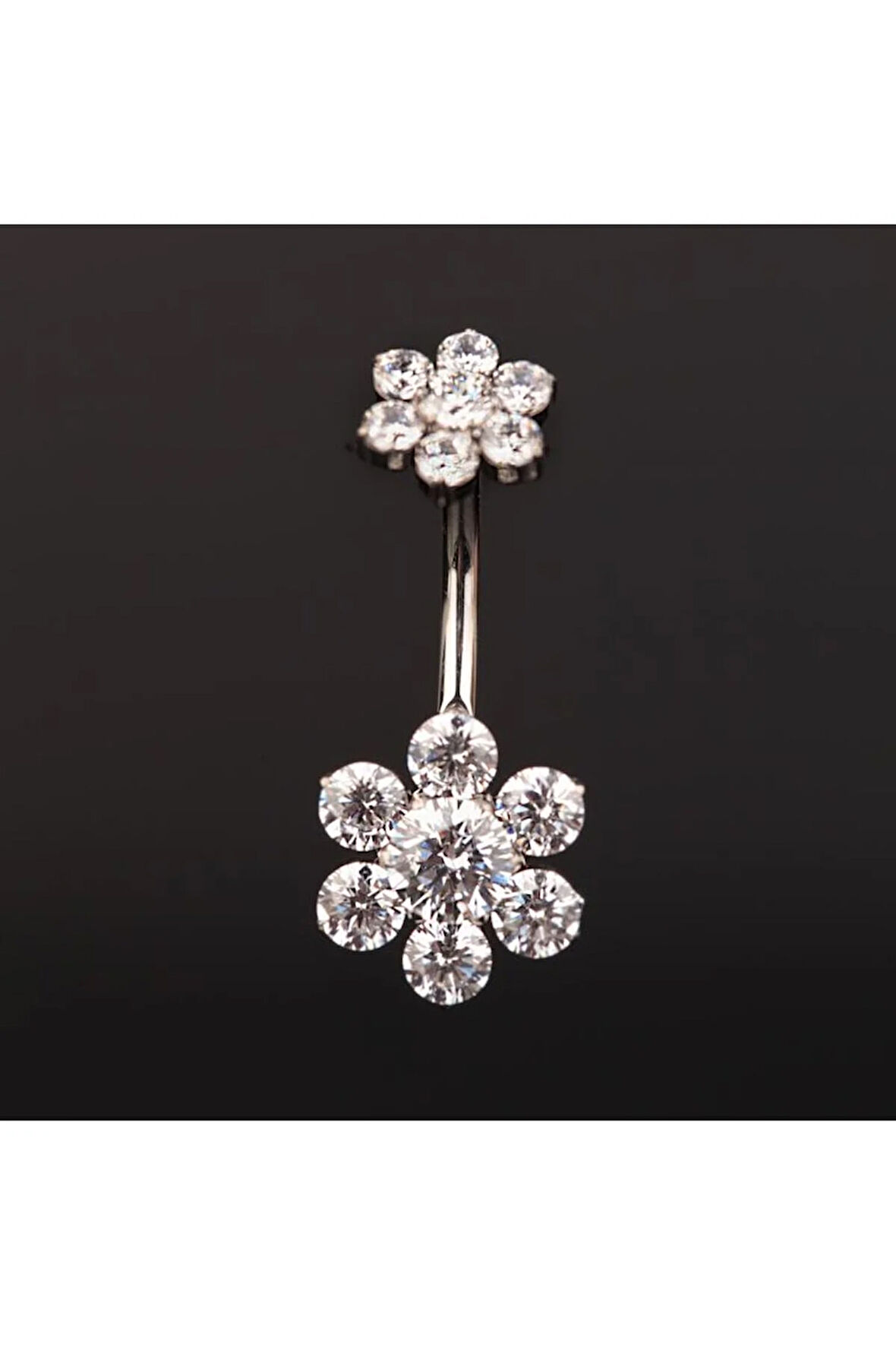 Yüksek Kalite G23 Titanium Zirkon Taşlı Çiçek Titanyum Göbek Piercingi